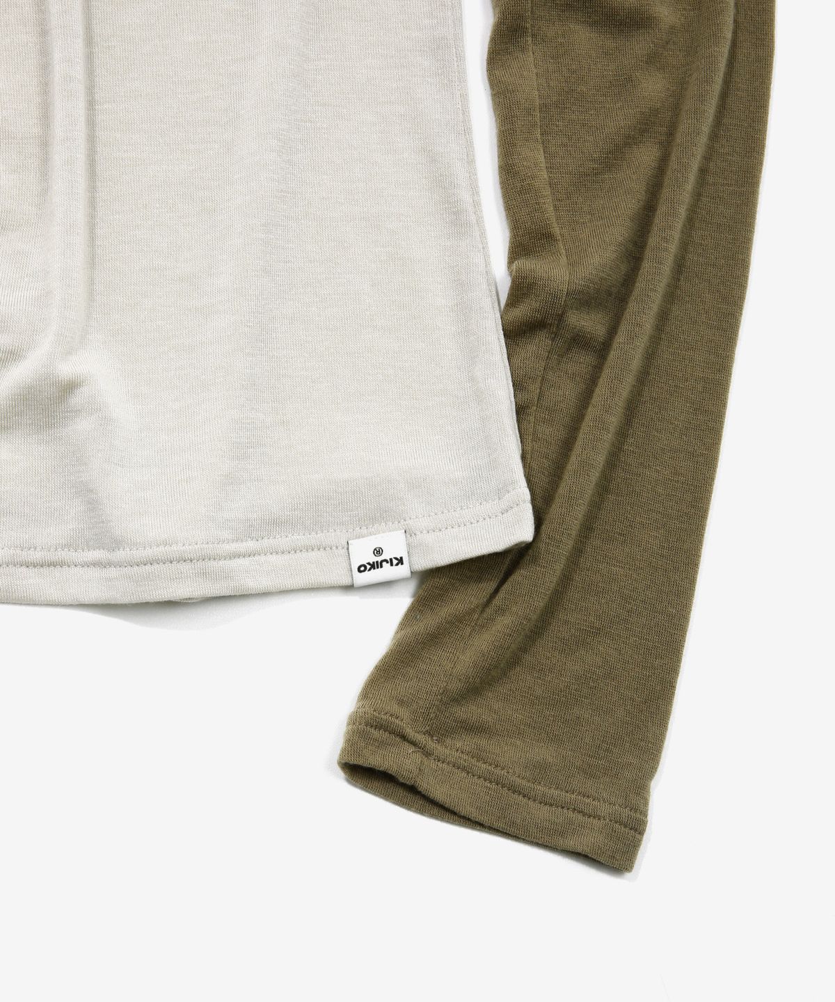 키지코(KIJIKO) ke310. Feather Soft Raglan Tee Khaki Brown