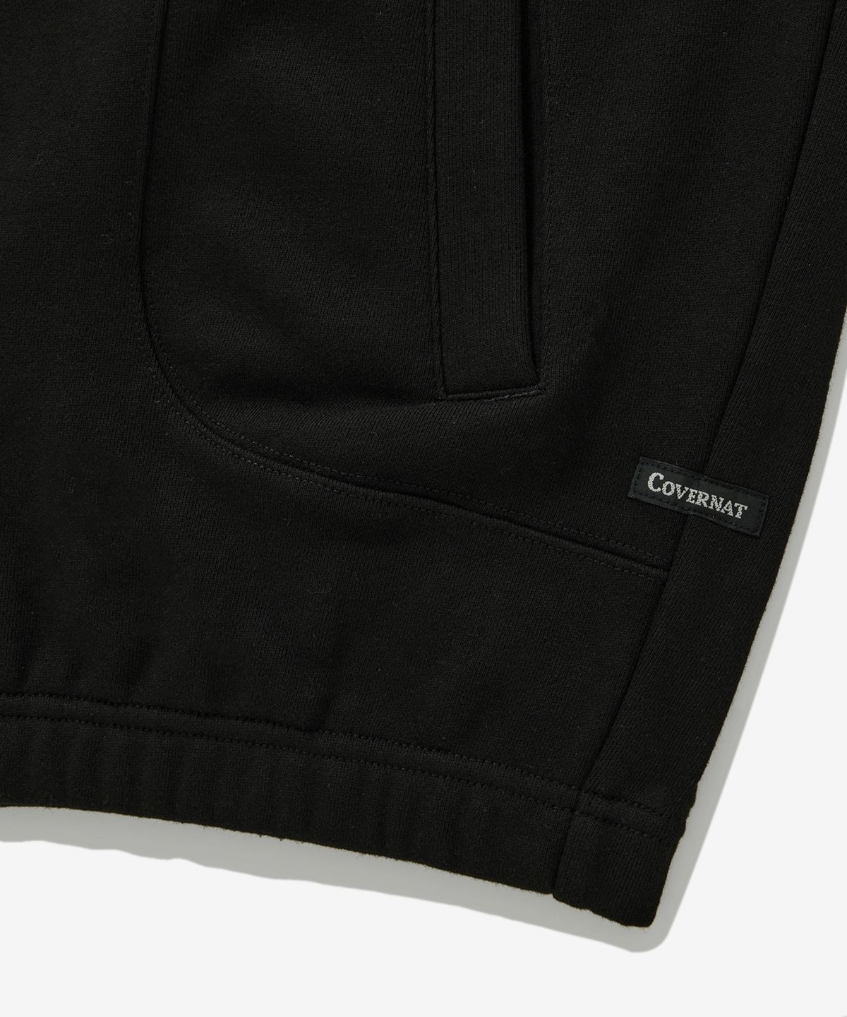 커버낫(COVERNAT) 디플로마 CVNT 커브드 하프집업 후디 블랙