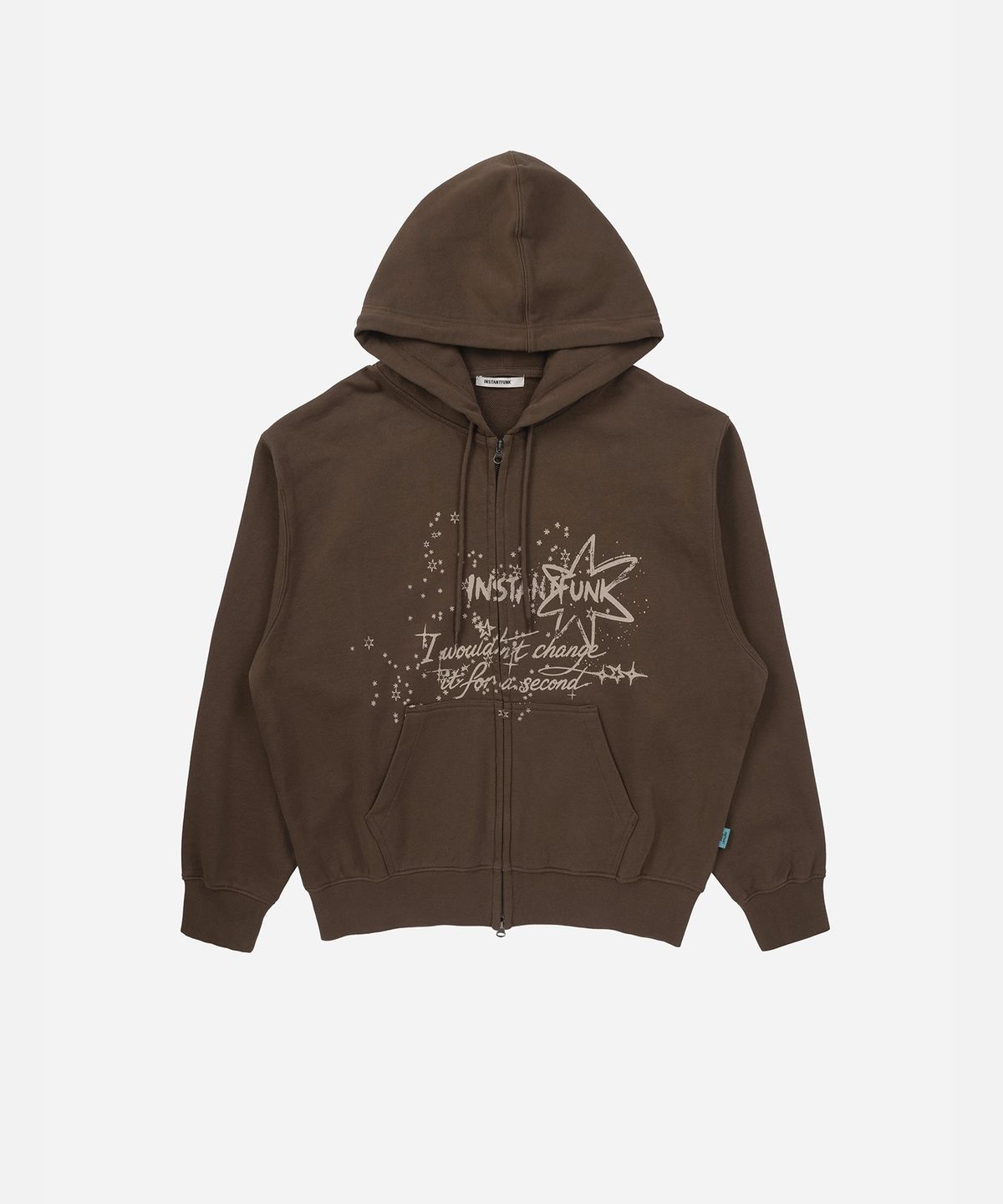 인스턴트펑크(INSTANTFUNK) WASHED GRAPHIC ZIP UP HOODIE - BROWN