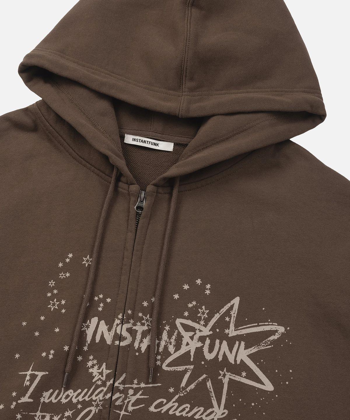 인스턴트펑크(INSTANTFUNK) WASHED GRAPHIC ZIP UP HOODIE - BROWN