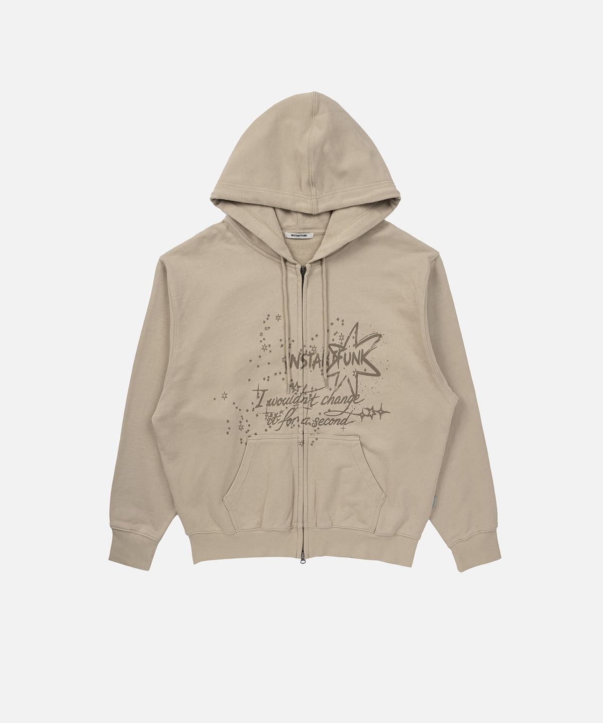 인스턴트펑크(INSTANTFUNK) [가을S PICK] WASHED GRAPHIC ZIP UP HOODIE - BEIGE