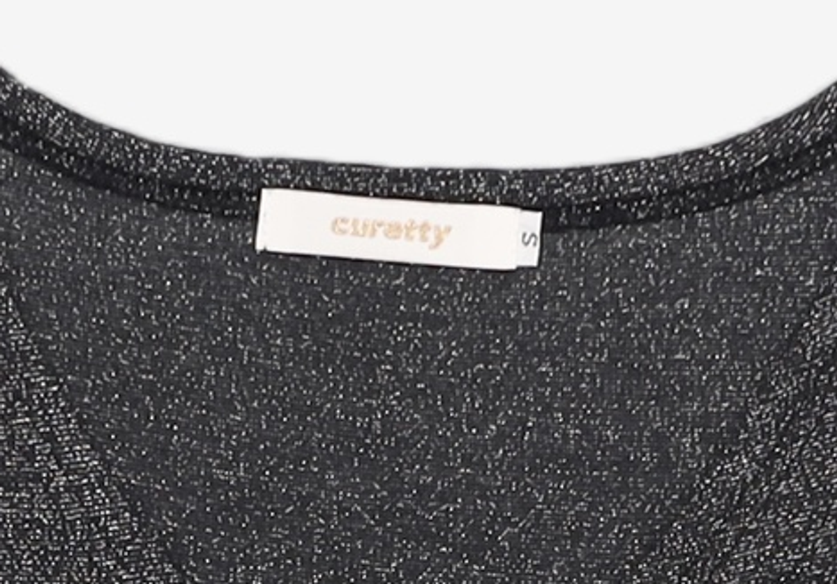 큐리티(CURETTY) C METALLIC WRAP T-SHIRT_BLACK S