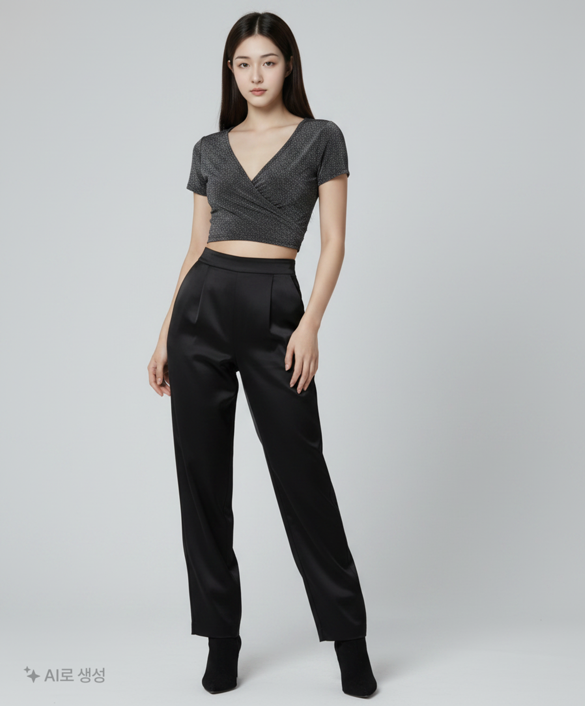큐리티(CURETTY) C METALLIC WRAP T-SHIRT_BLACK S