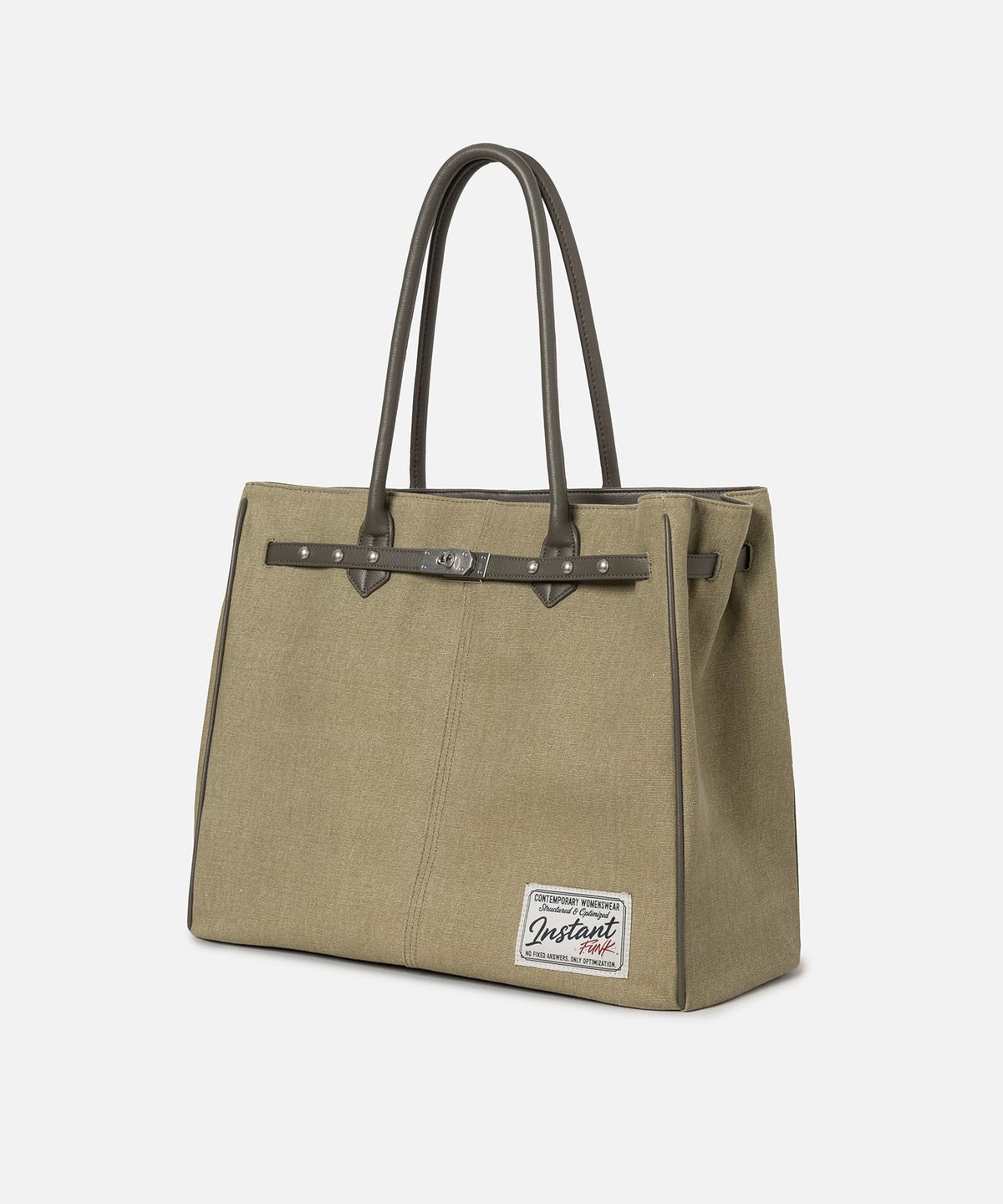 인스턴트펑크(INSTANTFUNK) OVERSIZED CANVAS TOTE BAG - OLIVE
