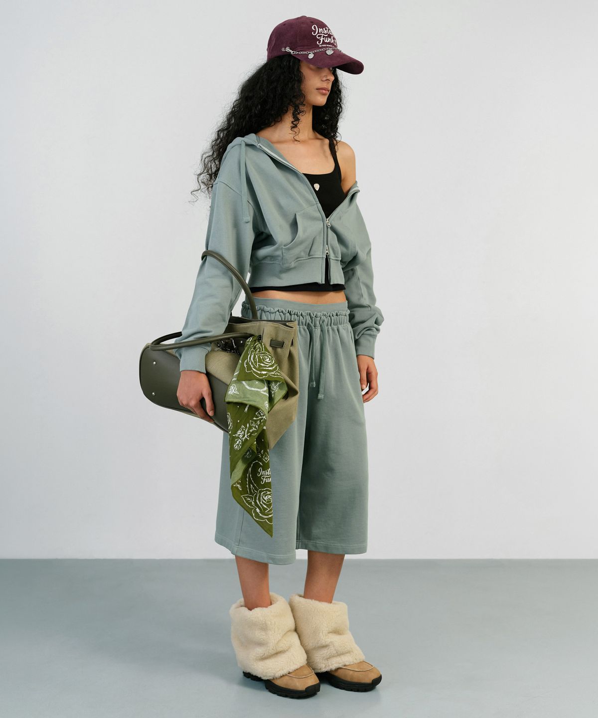 인스턴트펑크(INSTANTFUNK) OVERSIZED CANVAS TOTE BAG - OLIVE