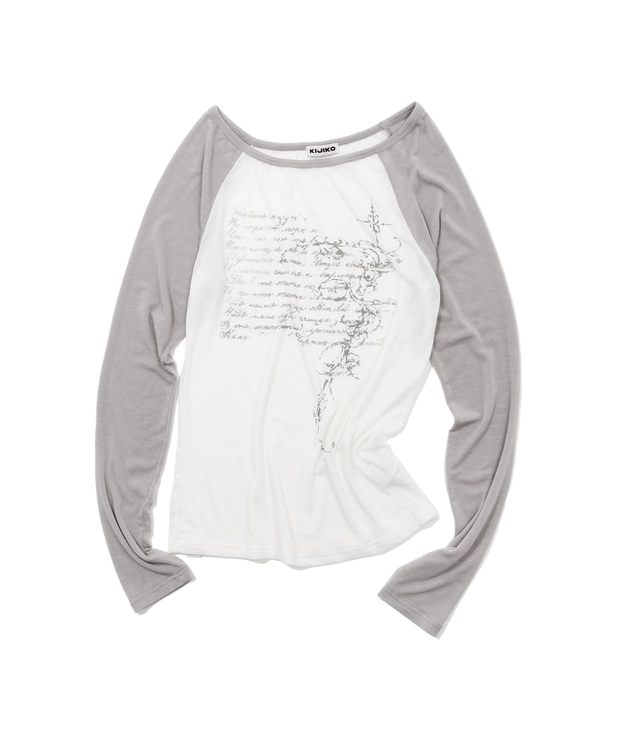 키지코(KIJIKO) ke310. Feather Soft Raglan Tee Gray