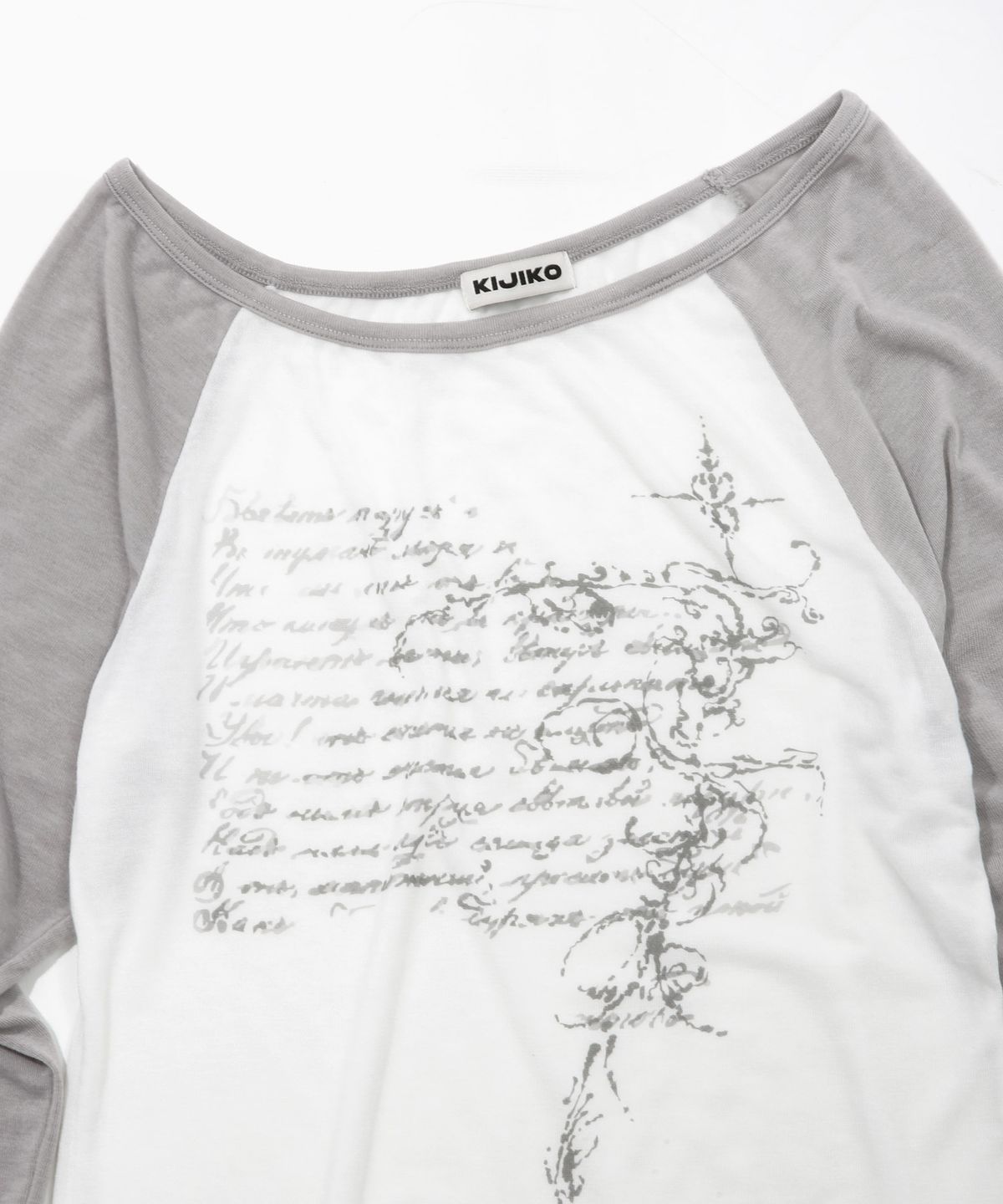 키지코(KIJIKO) ke310. Feather Soft Raglan Tee Gray