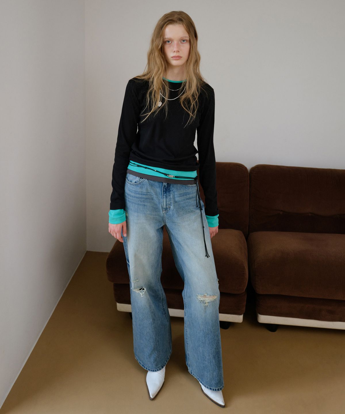 인스턴트펑크(INSTANTFUNK) [민지S PICK] STRANGER GRAPHIC WIDE DENIM - BLUE