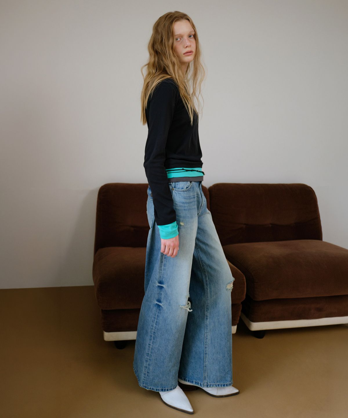 인스턴트펑크(INSTANTFUNK) [민지S PICK] STRANGER GRAPHIC WIDE DENIM - BLUE