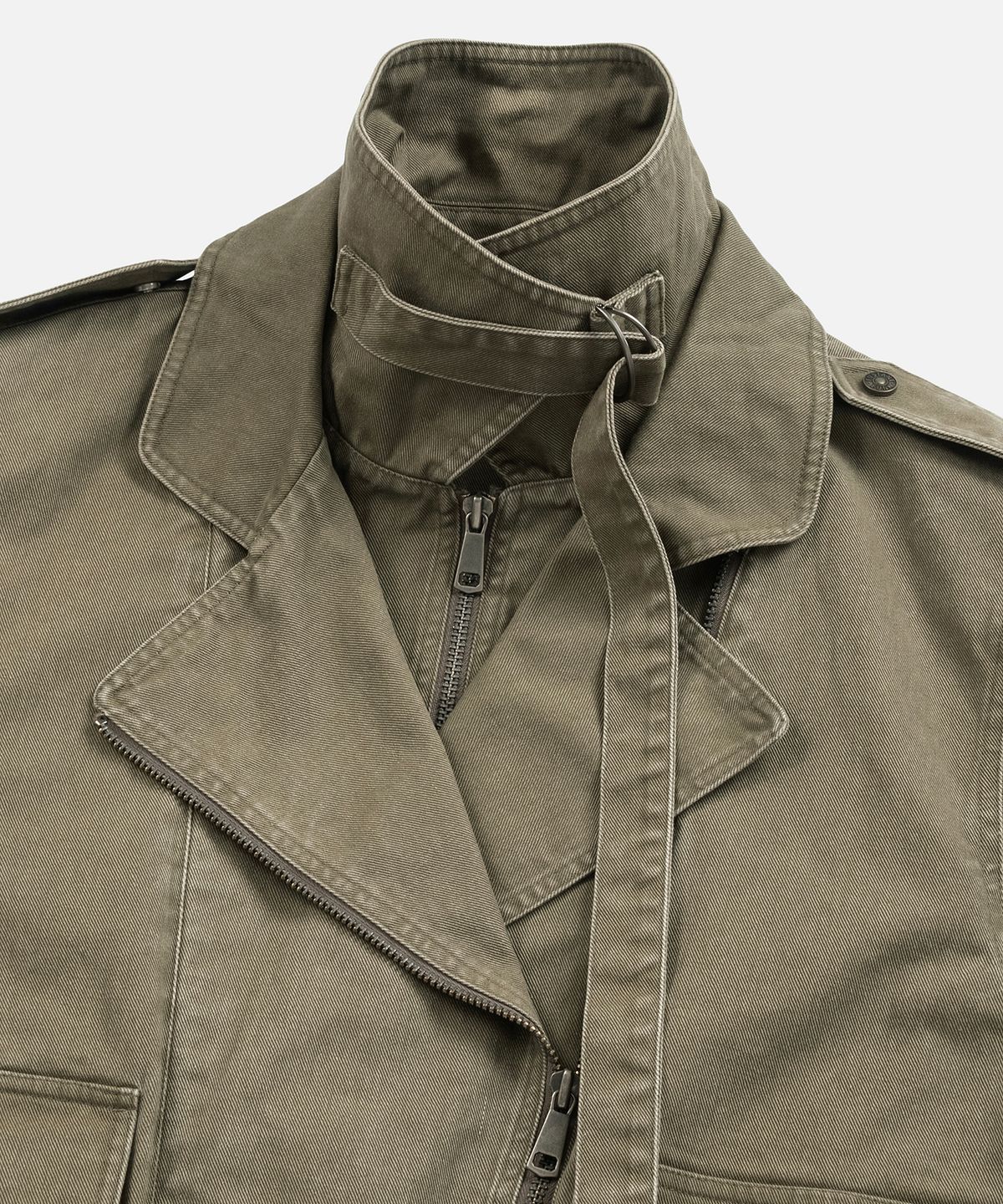 인스턴트펑크(INSTANTFUNK) [민지S PICK] LAYERED COLLAR RIDER JACKET - KHAKI