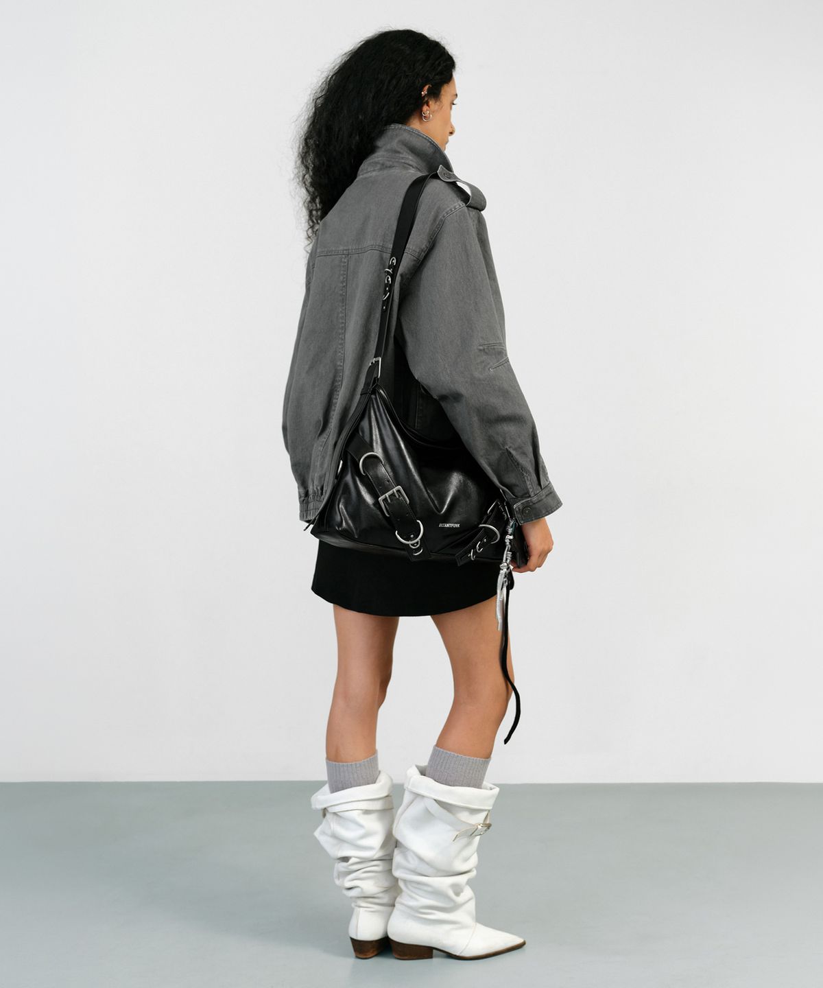인스턴트펑크(INSTANTFUNK) [가을S PICK] LAYERED COLLAR RIDER JACKET - GREY