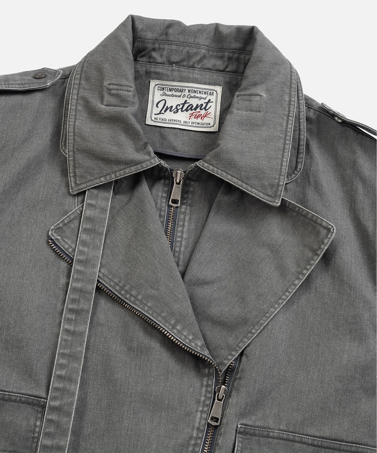 인스턴트펑크(INSTANTFUNK) [가을S PICK] LAYERED COLLAR RIDER JACKET - GREY