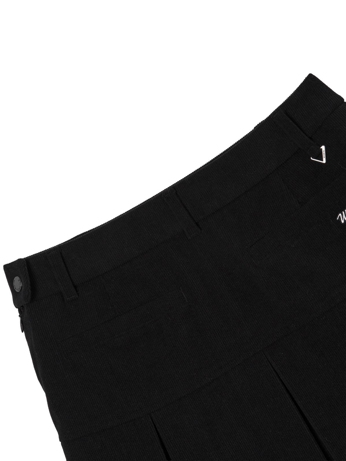 와이드앵글(WIDEANGLE) CO 코듀로이 와이드 플리츠 큐롯 L_Black