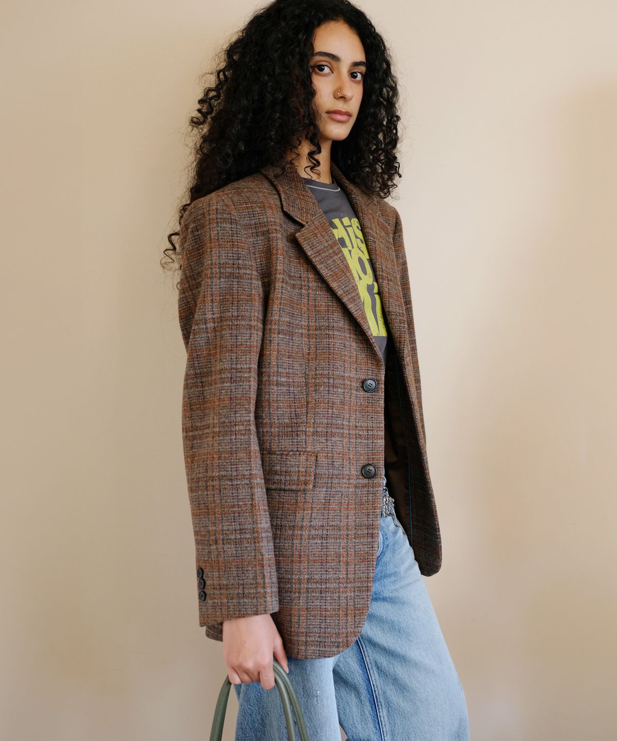 인스턴트펑크(INSTANTFUNK) ESSENTIAL CHECK SINGLE JACKET - BROWN