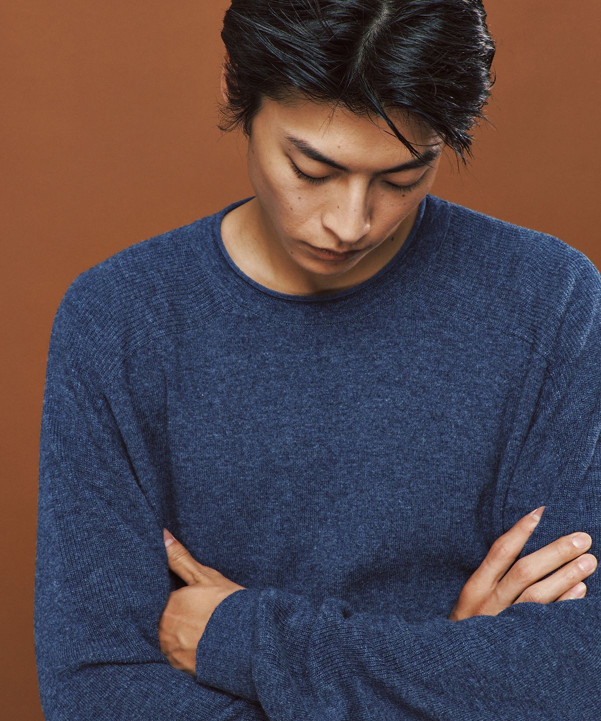 플랙(PLAC) 캐시미어 블랜드 라인 크루넥 니트 블루