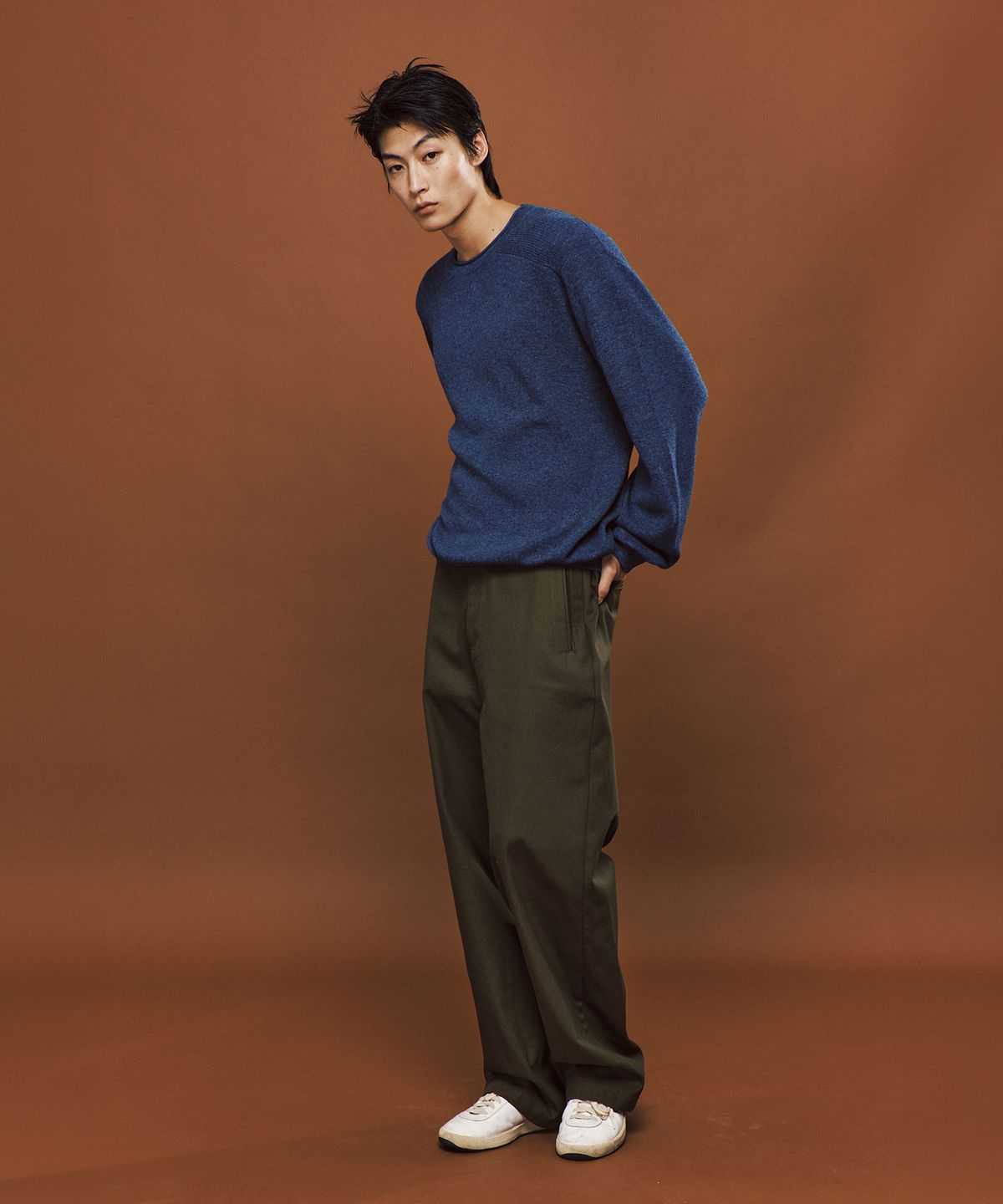 플랙(PLAC) 캐시미어 블랜드 라인 크루넥 니트 블루