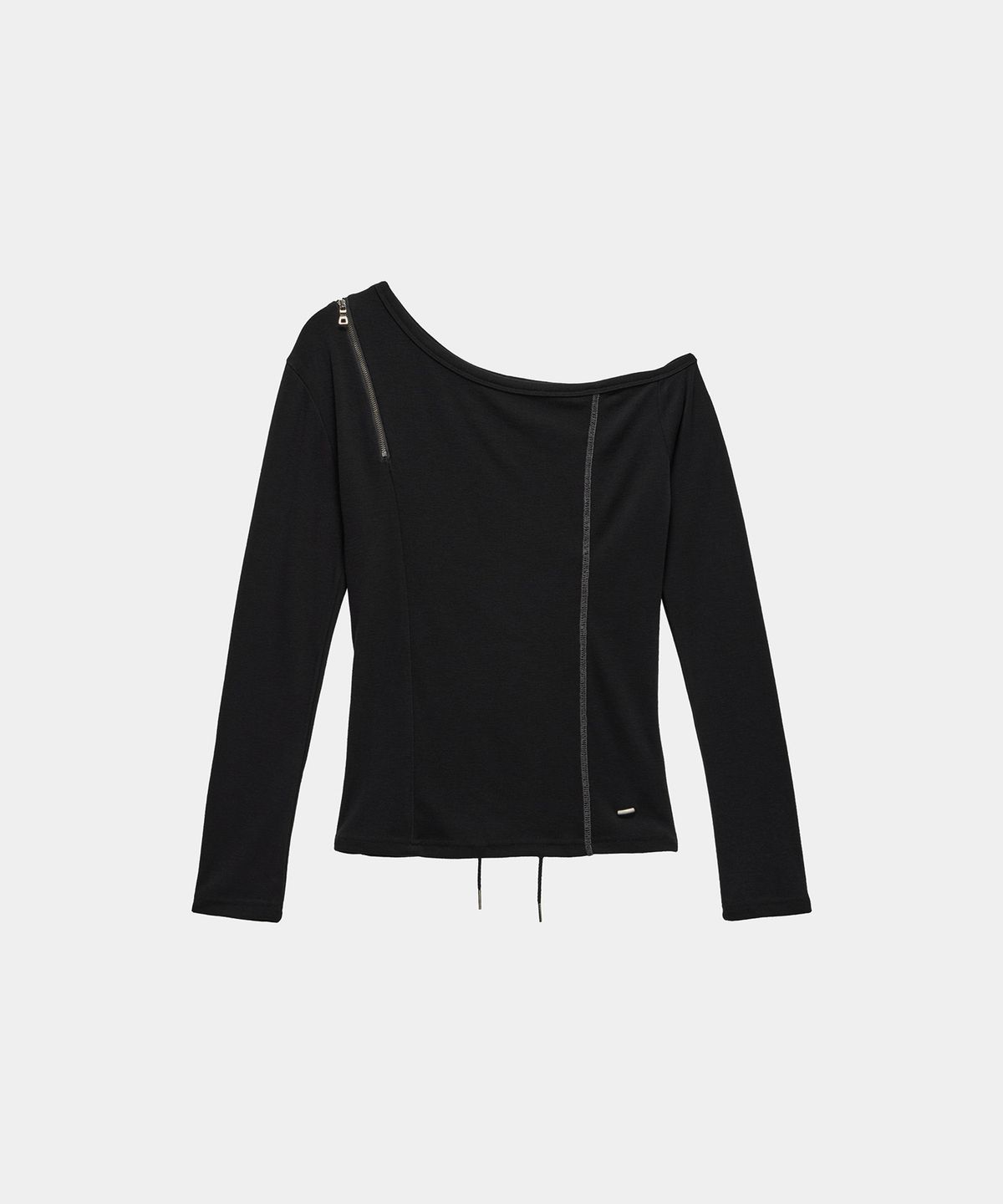 에트오소메(ETRE AU SOMMET) Asymmetric Zipper Corset Top (Black)