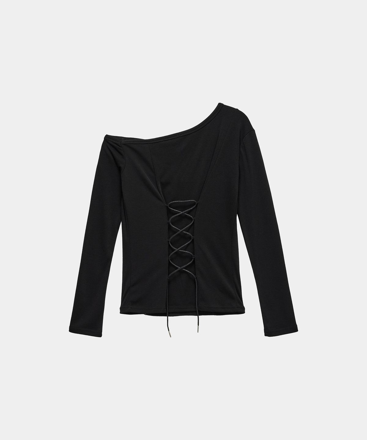 에트오소메(ETRE AU SOMMET) Asymmetric Zipper Corset Top (Black)