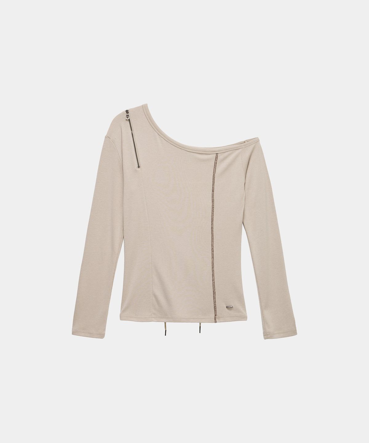 에트오소메(ETRE AU SOMMET) Asymmetric Zipper Corset Top (Beige)