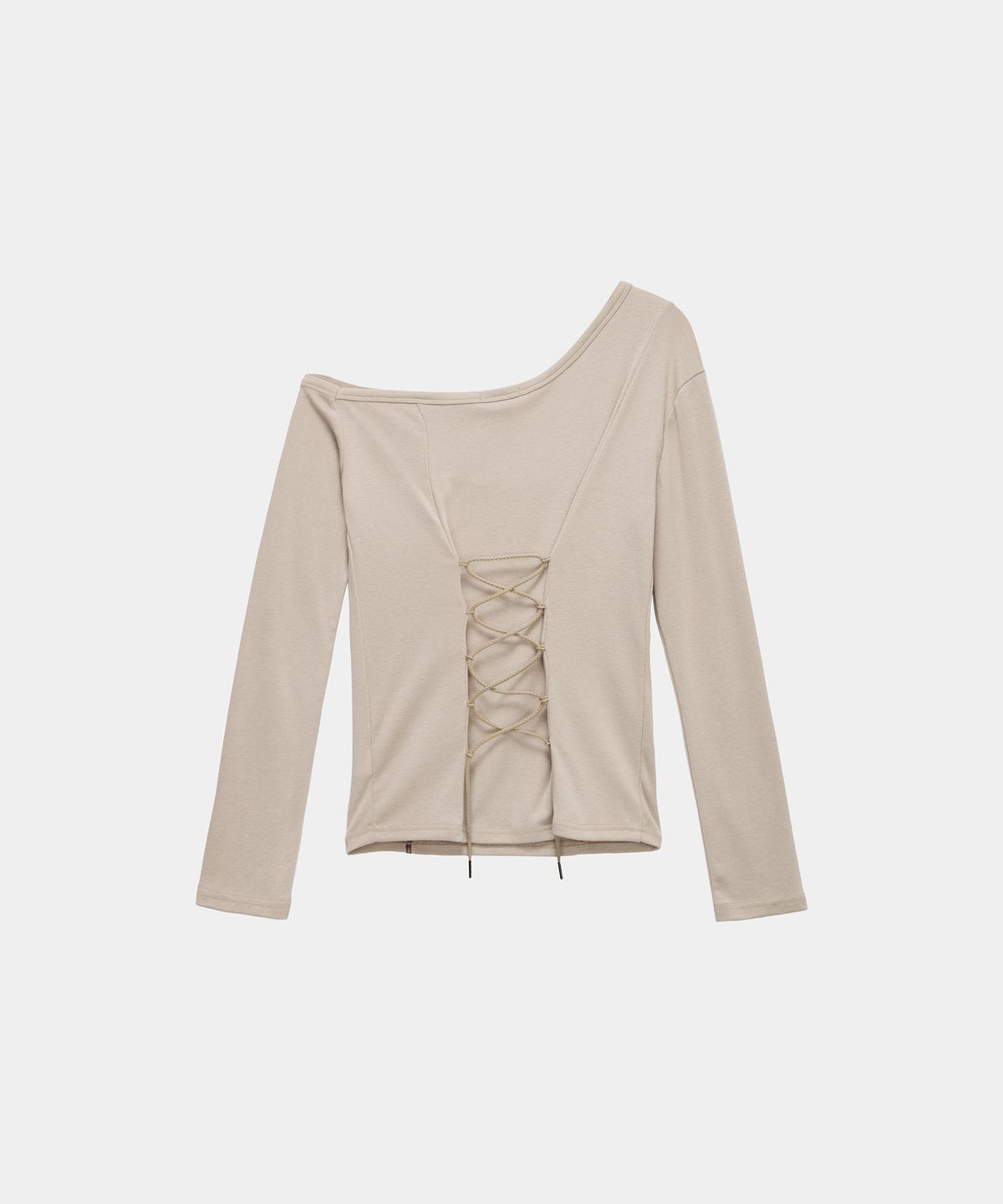 에트오소메(ETRE AU SOMMET) Asymmetric Zipper Corset Top (Beige)