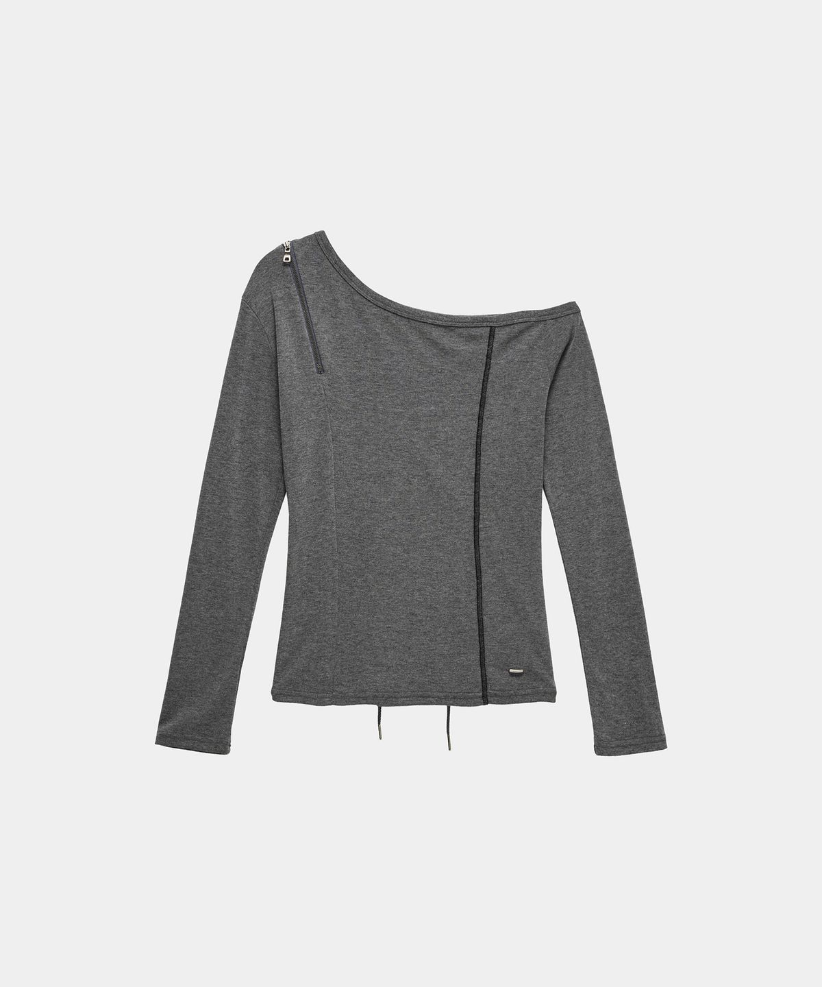 에트오소메(ETRE AU SOMMET) Asymmetric Zipper Corset Top (Charcoal)