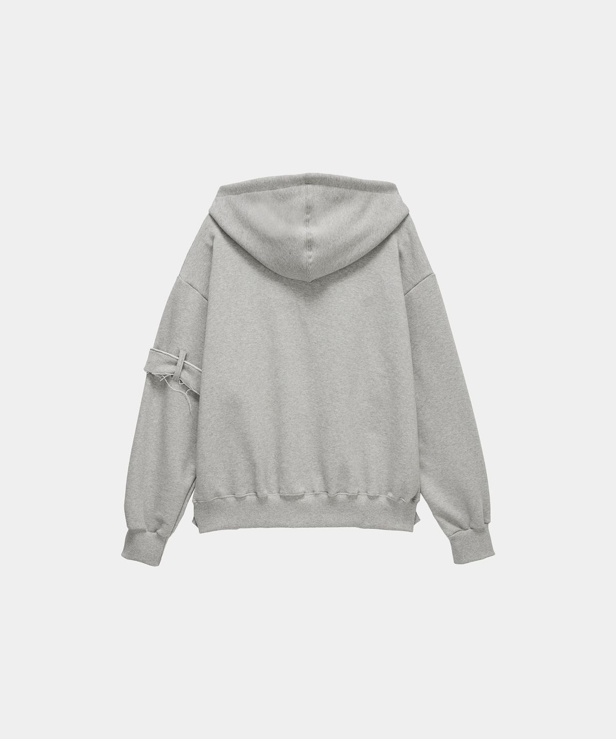 에트오소메(ETRE AU SOMMET) Belted Raw Edge Hood Zip-Up (Melange Gray)