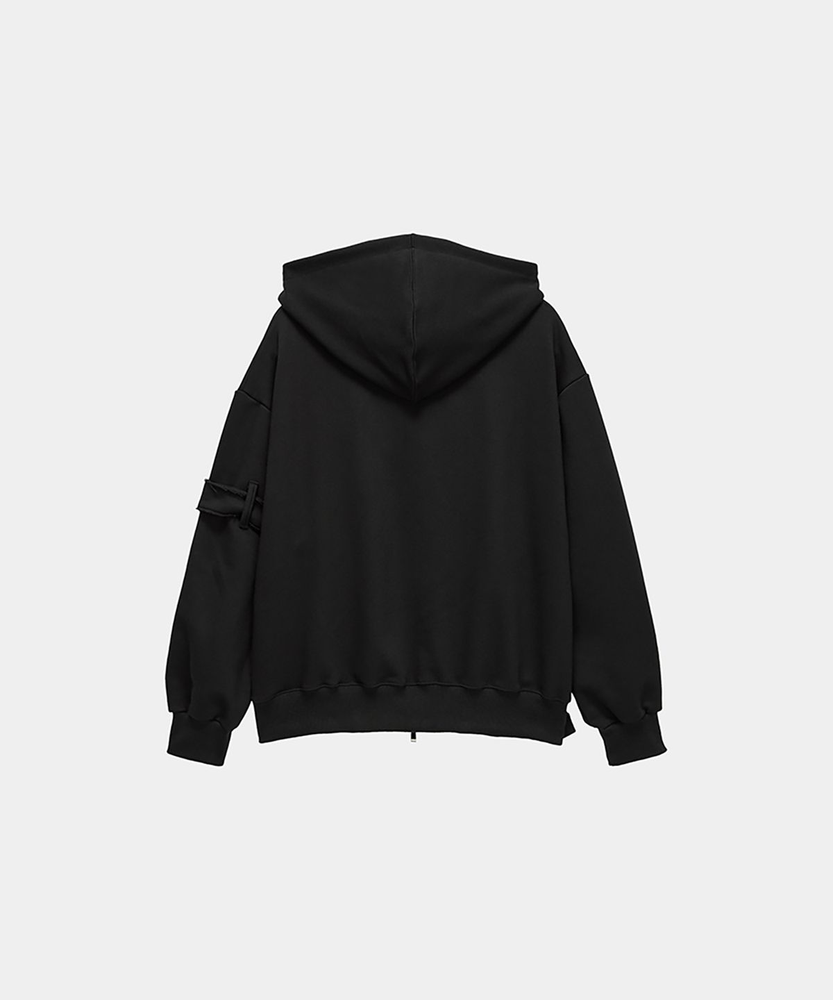 에트오소메(ETRE AU SOMMET) Belted Raw Edge Hood Zip-Up (Black)