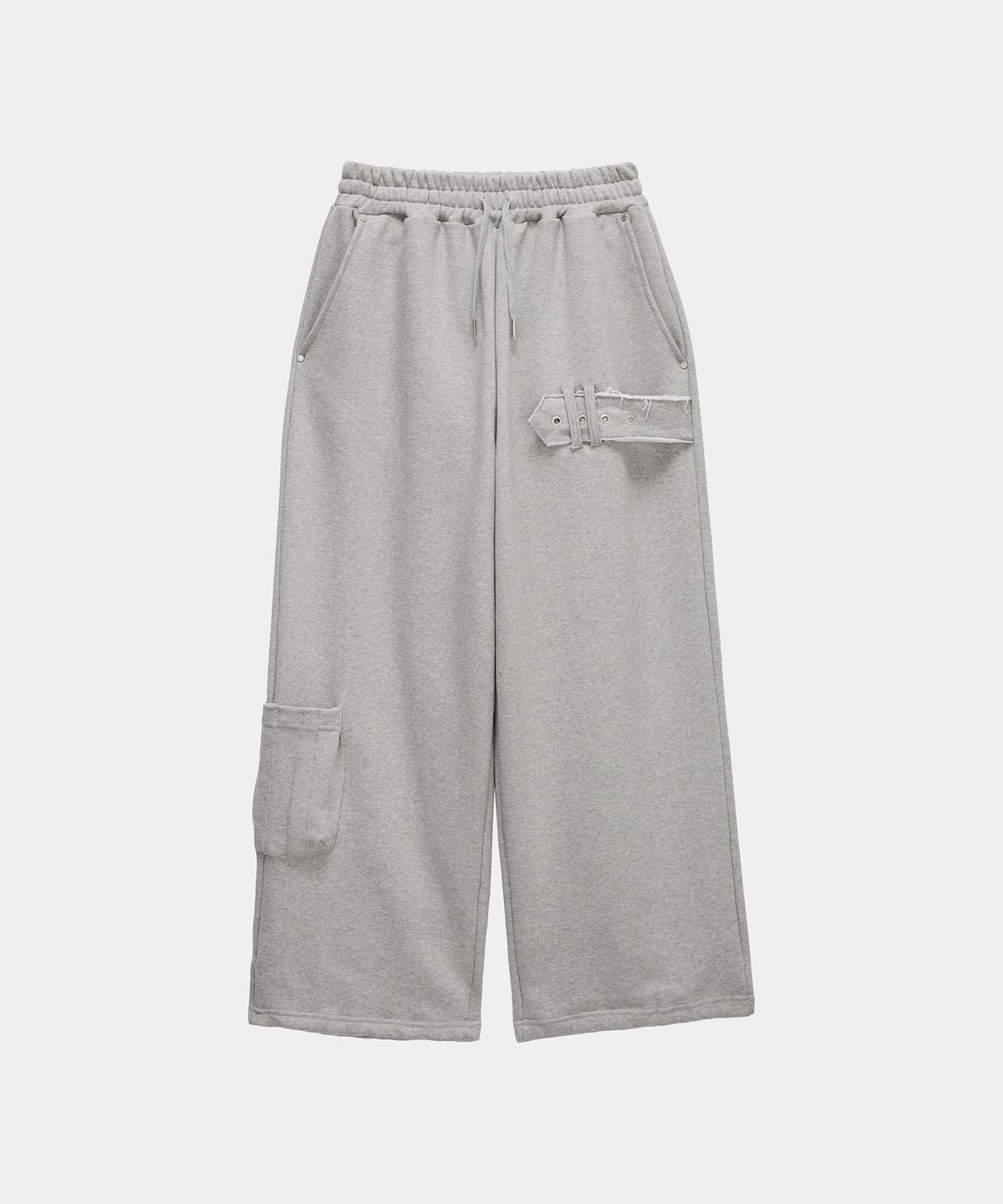 에트오소메(ETRE AU SOMMET) Belted Raw Edge Wide Pants (Melange Gray)