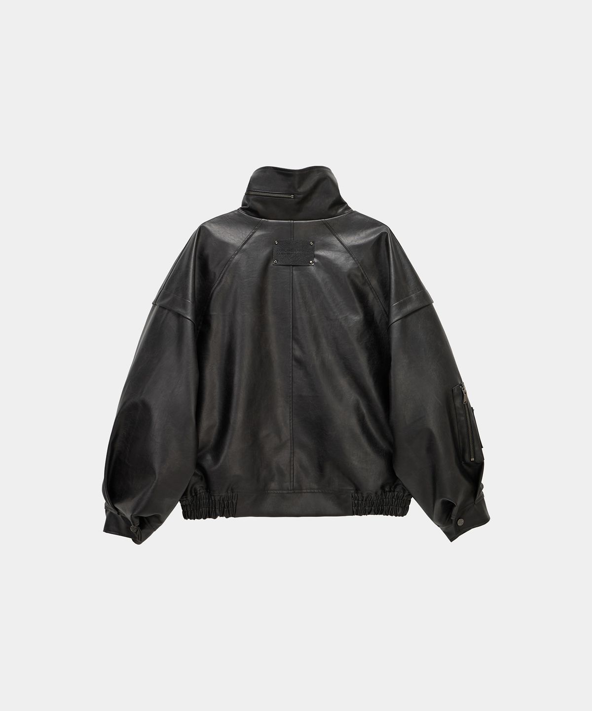 에트오소메(ETRE AU SOMMET) Panel Pocket Leather Bomber (Black)