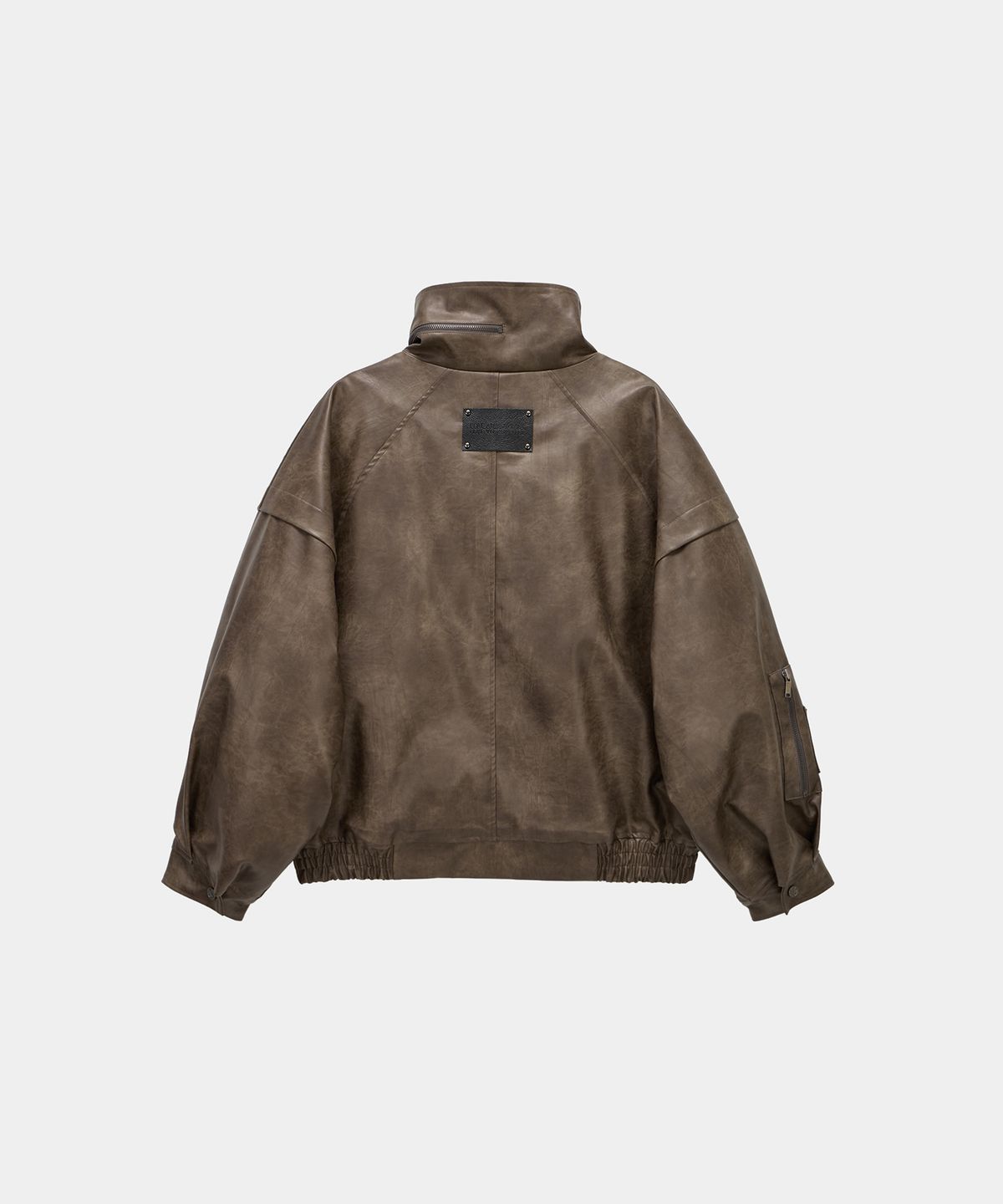 에트오소메(ETRE AU SOMMET) Panel Pocket Leather Bomber (Brown)