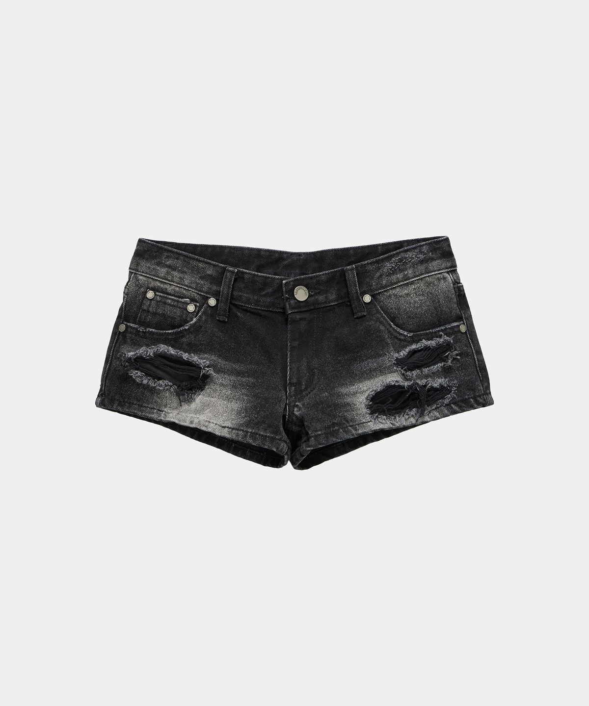 에트오소메(ETRE AU SOMMET) Washed Low Rise Denim Shorts (Black)