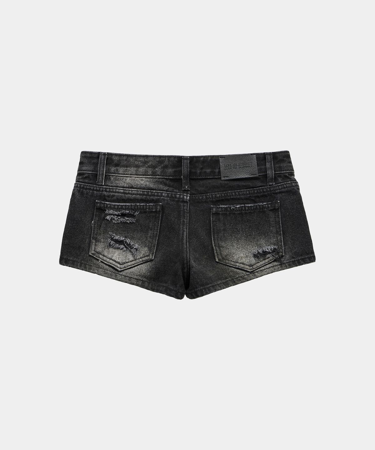 에트오소메(ETRE AU SOMMET) Washed Low Rise Denim Shorts (Black)