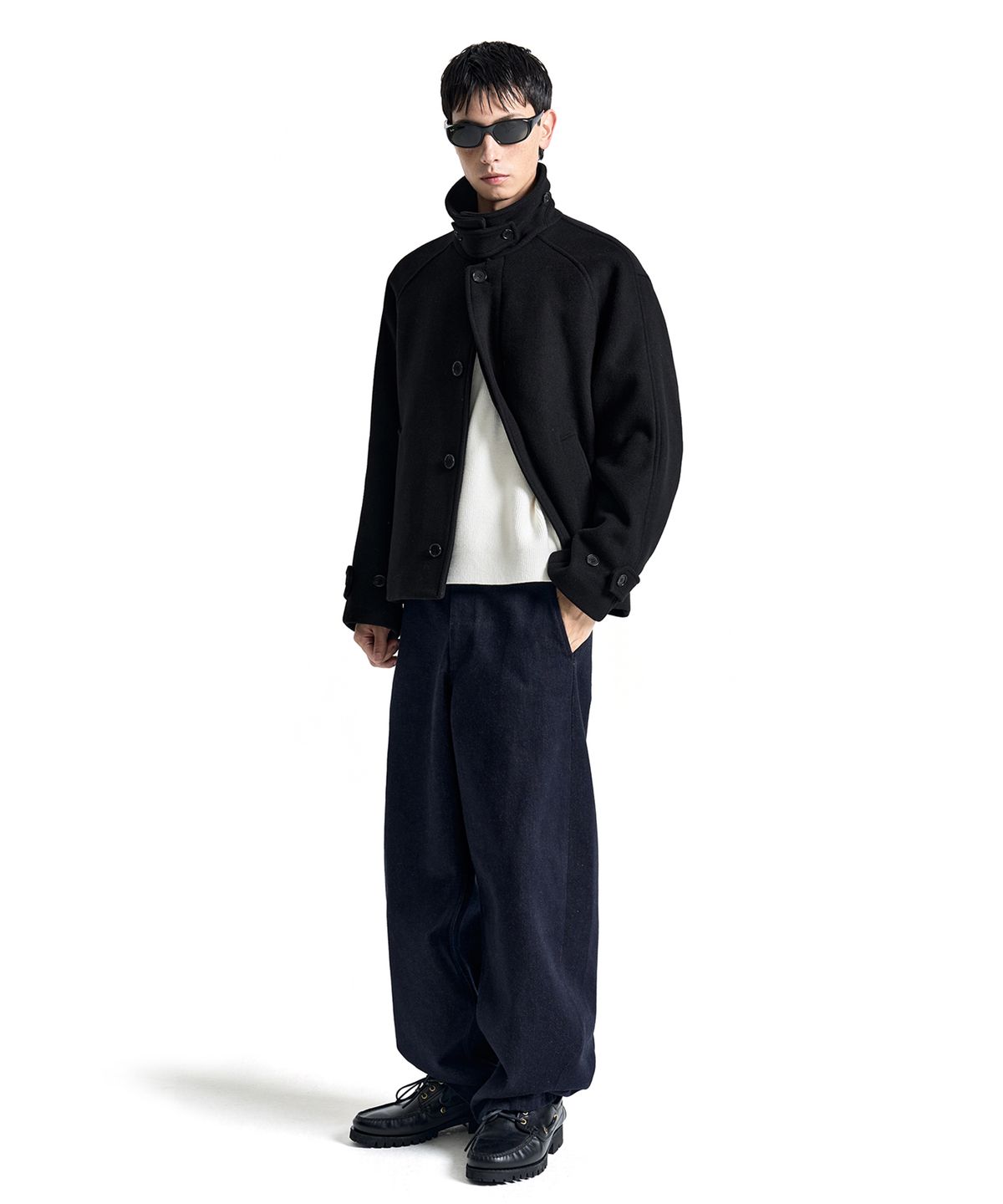 커스텀어클락(COSTUME O’CLOCK) 울 발마칸 숏 코트 블랙 COOSCT026BLACK