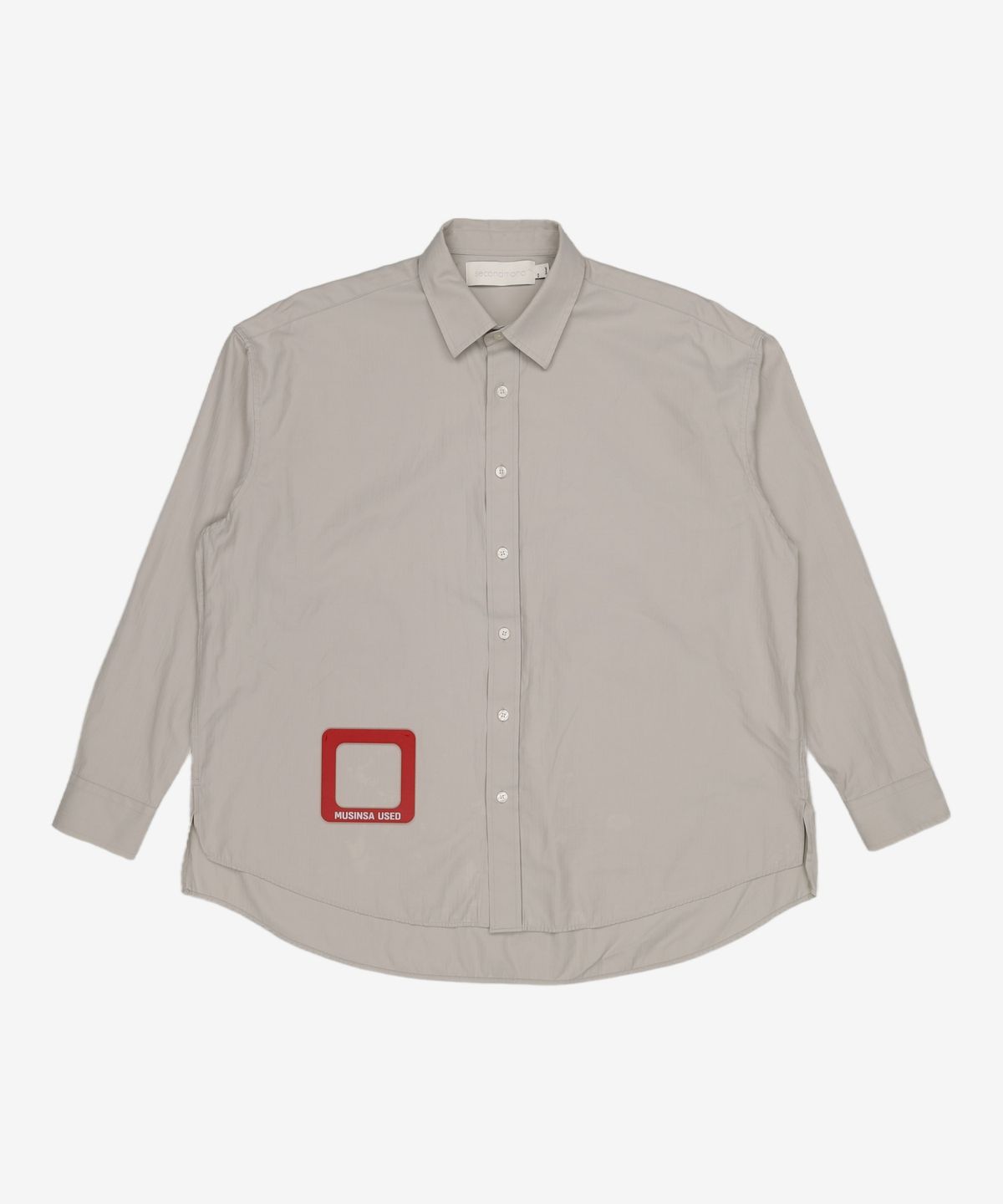 세컨모놀로그(SECONDMONO) (TIE SET)Side Slit Oversized Cotton Shirt [GBEIGE]_SESH008GBEIGE S