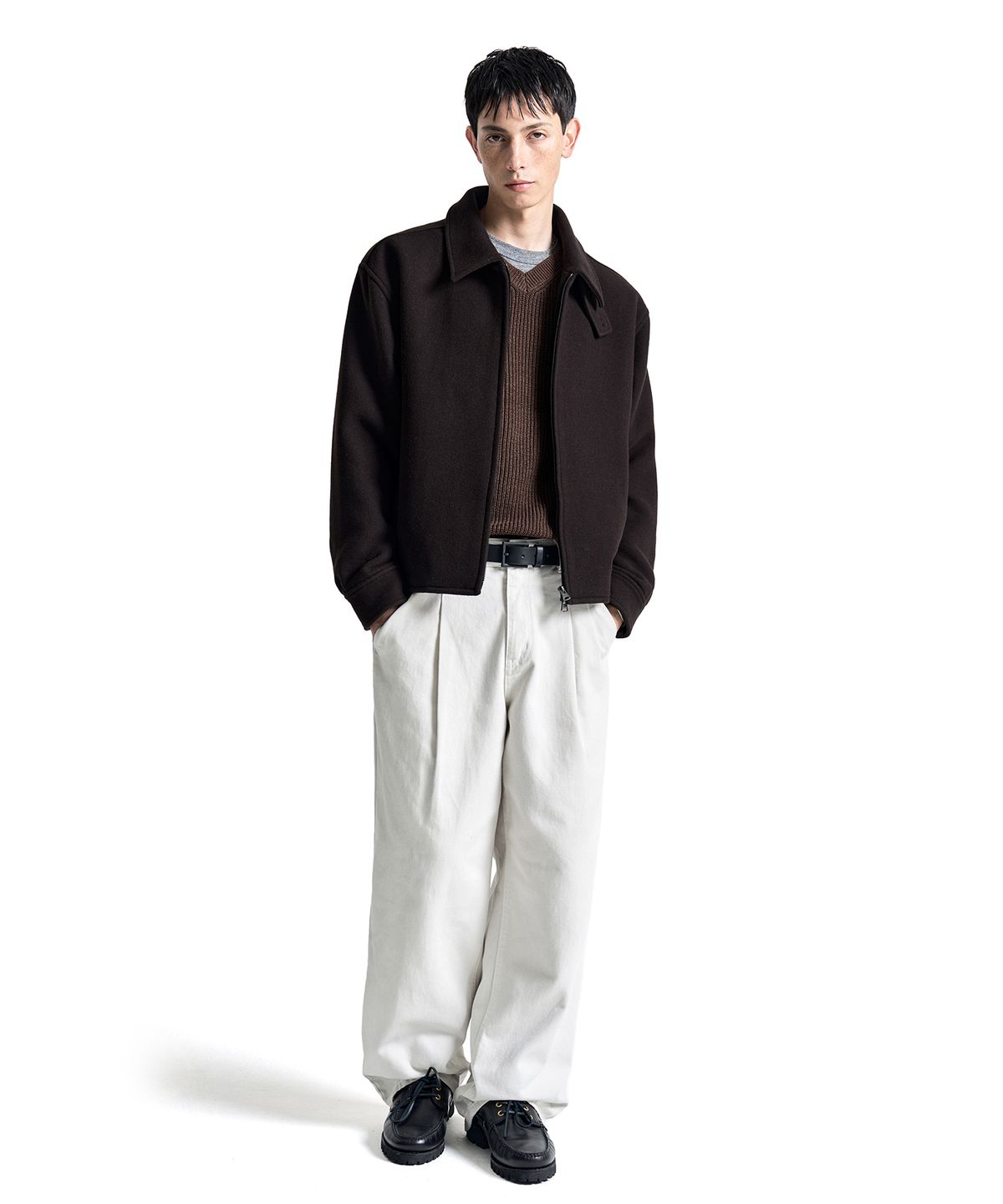 커스텀어클락(COSTUME O’CLOCK) 울 2-WAY 드리즐러 자켓 브라운 COOSJK046BROWN