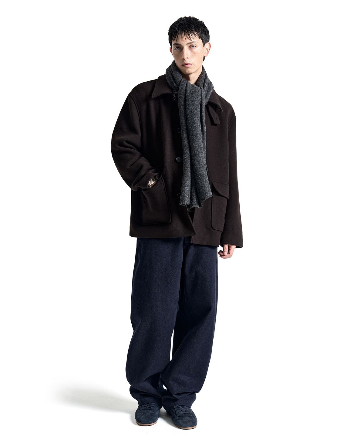 커스텀어클락(COSTUME O’CLOCK) [COCLX오정규] 울 세미 오버핏 하프 코트 브라운 COOSCT027BROWN