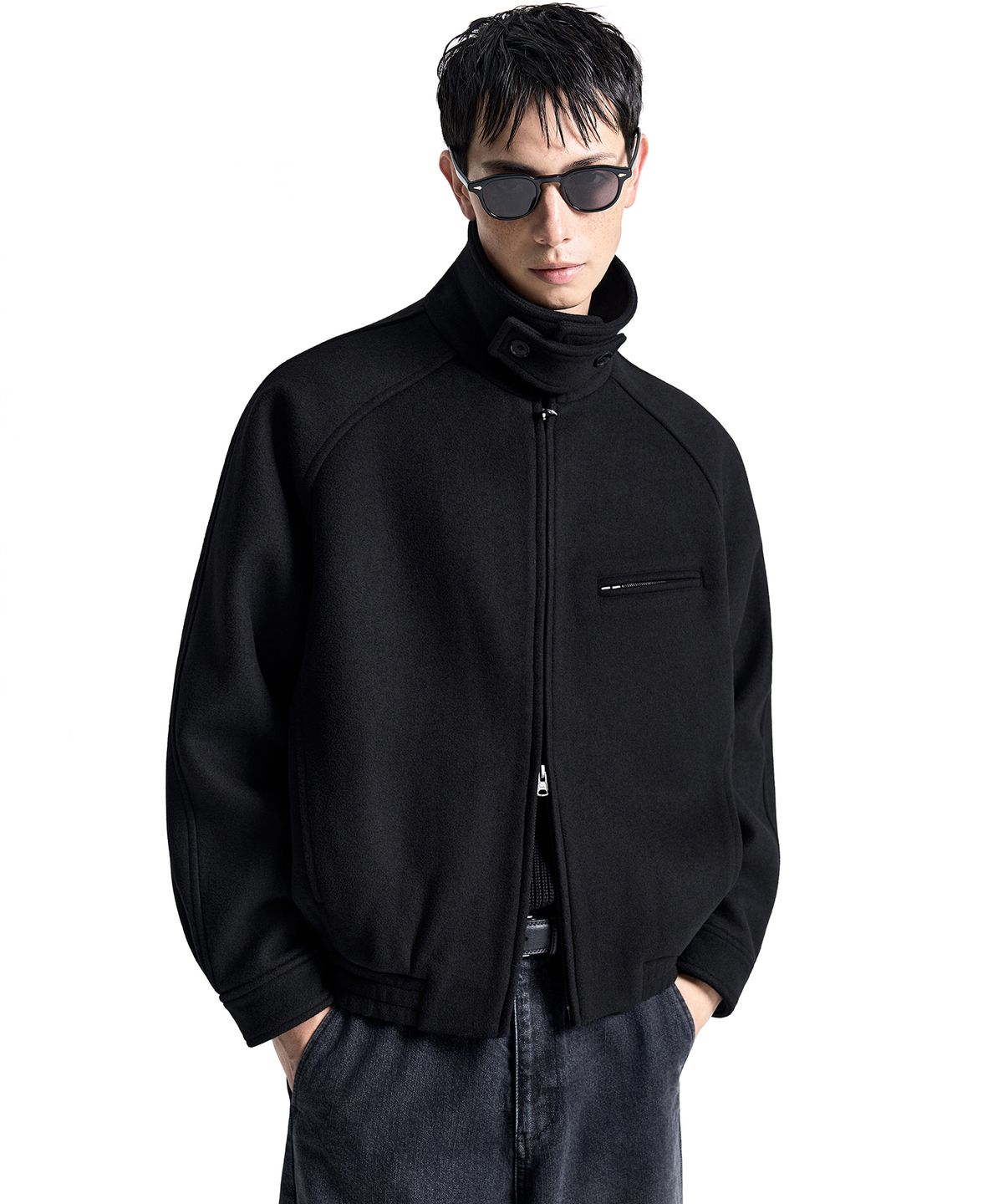 커스텀어클락(COSTUME O’CLOCK) [COCLX오정규] 울 2-WAY 블루종 자켓 블랙 COOSJK045BLACK