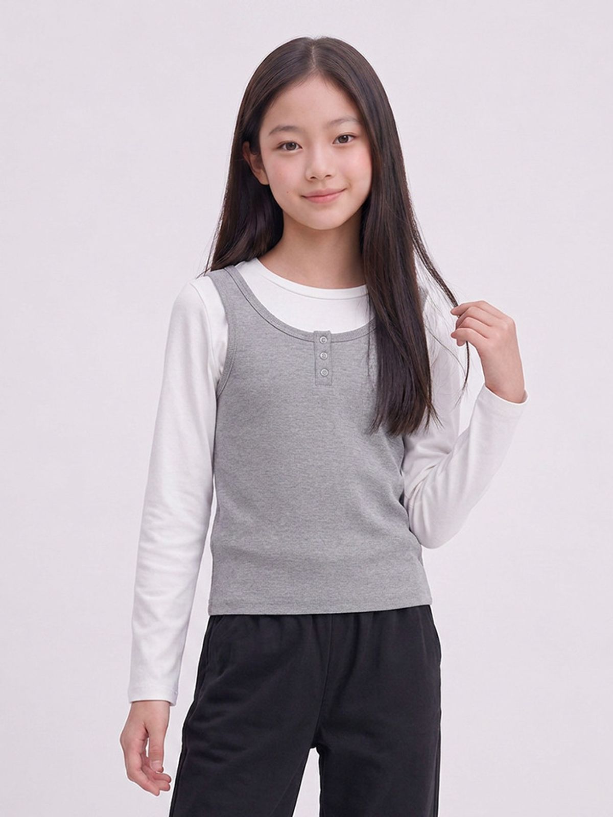 행텐 틴즈(HANGTEN TEENS) 틴즈 여아 안티필링 레이어드 티셔츠_003(14580-131-603-31)