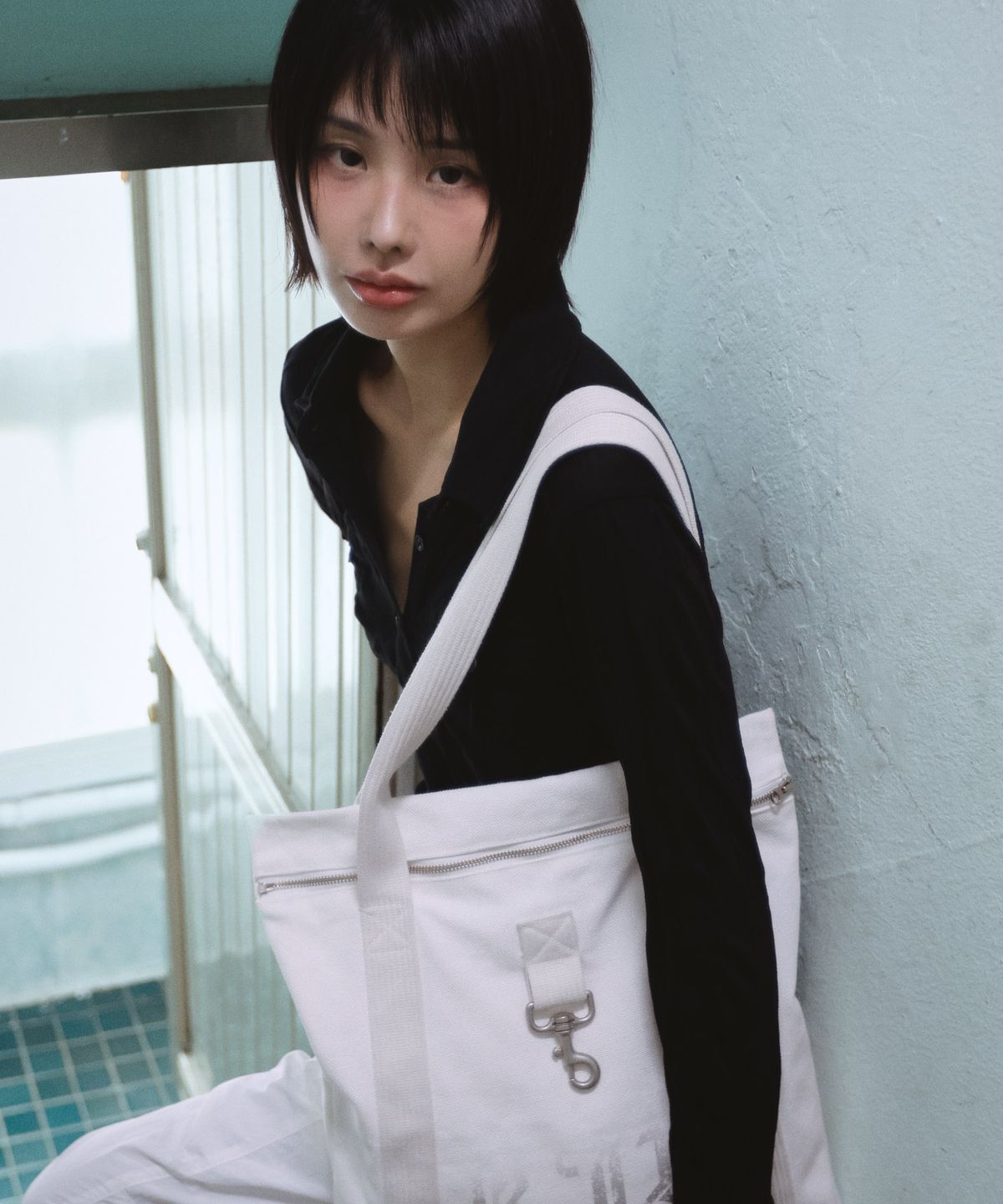 키지코(KIJIKO) ke210. Linkle Soft Slim Shirt Black