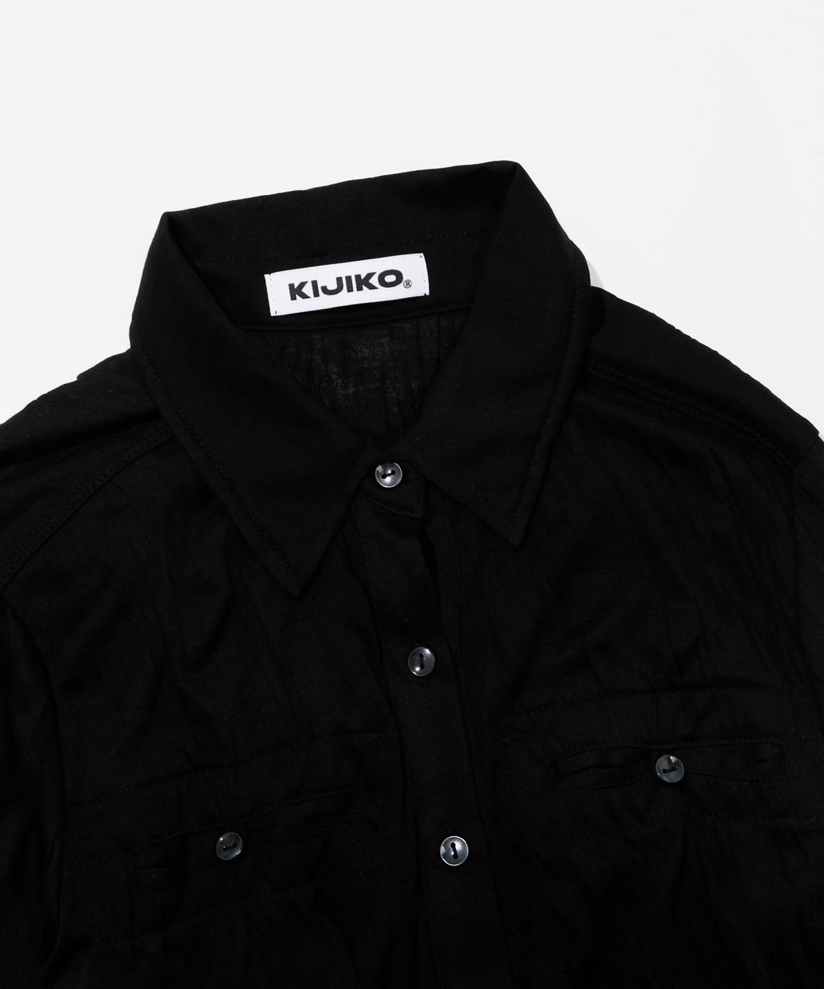 키지코(KIJIKO) ke210. Linkle Soft Slim Shirt Black
