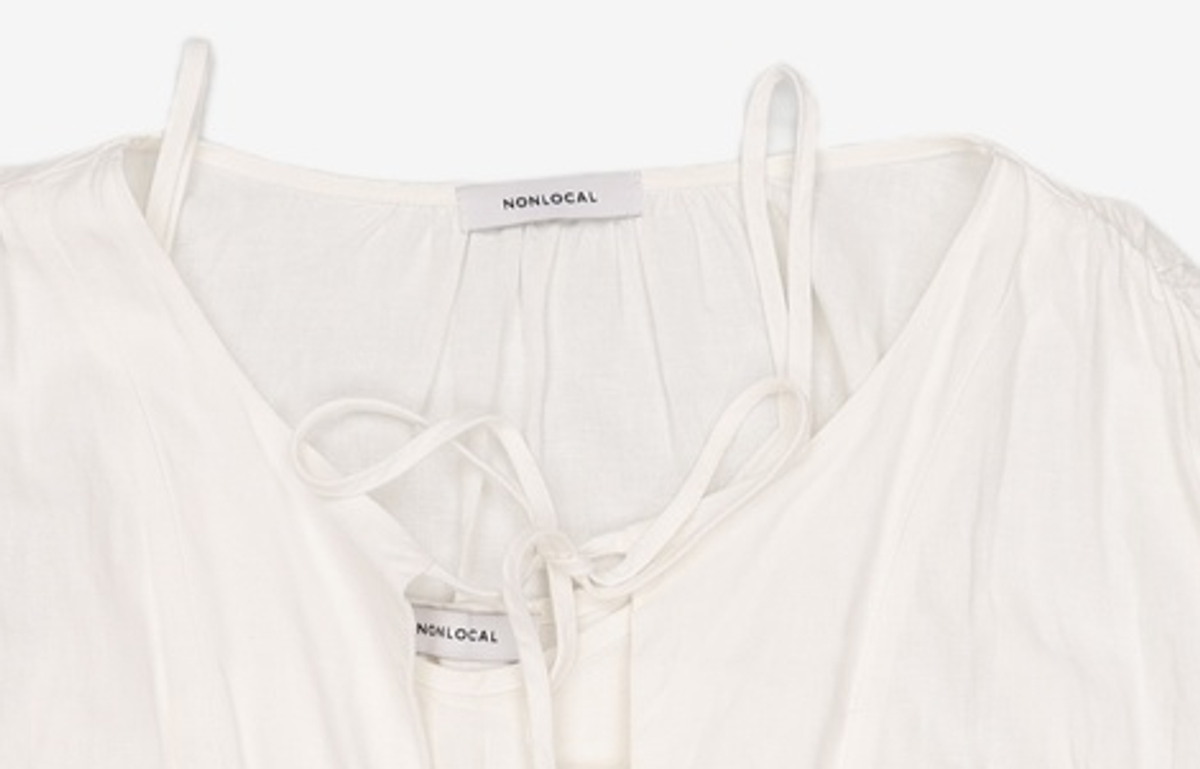 논로컬(NONLOCAL) Linen Shirring Cardigan - White FREE