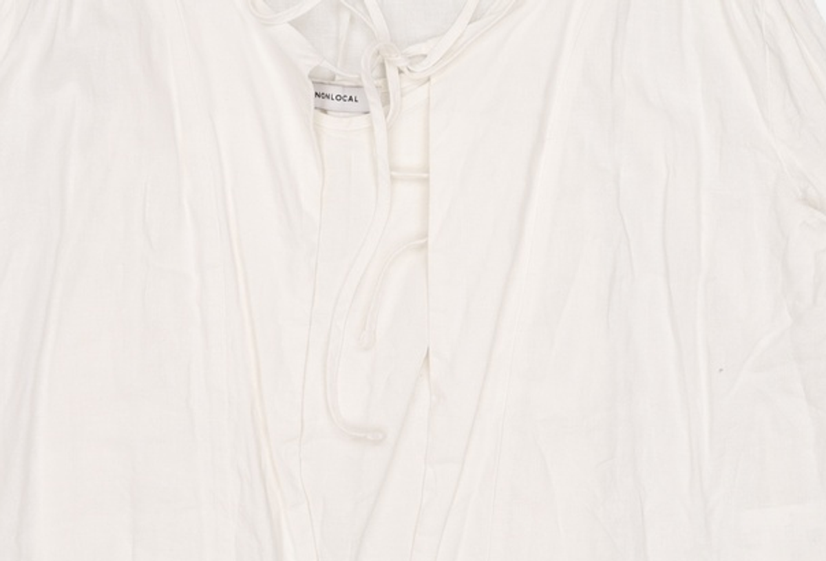 논로컬(NONLOCAL) Linen Shirring Cardigan - White FREE