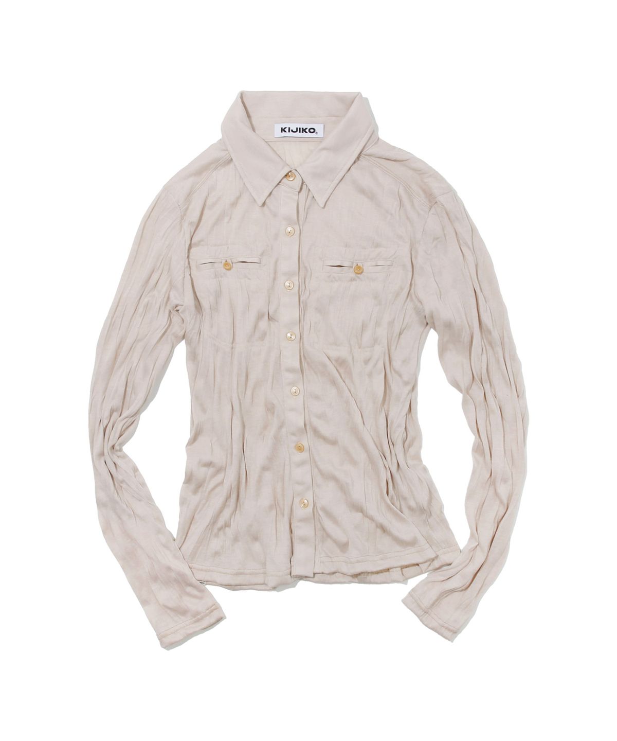 키지코(KIJIKO) ke210. Linkle Soft Slim Shirt Beige