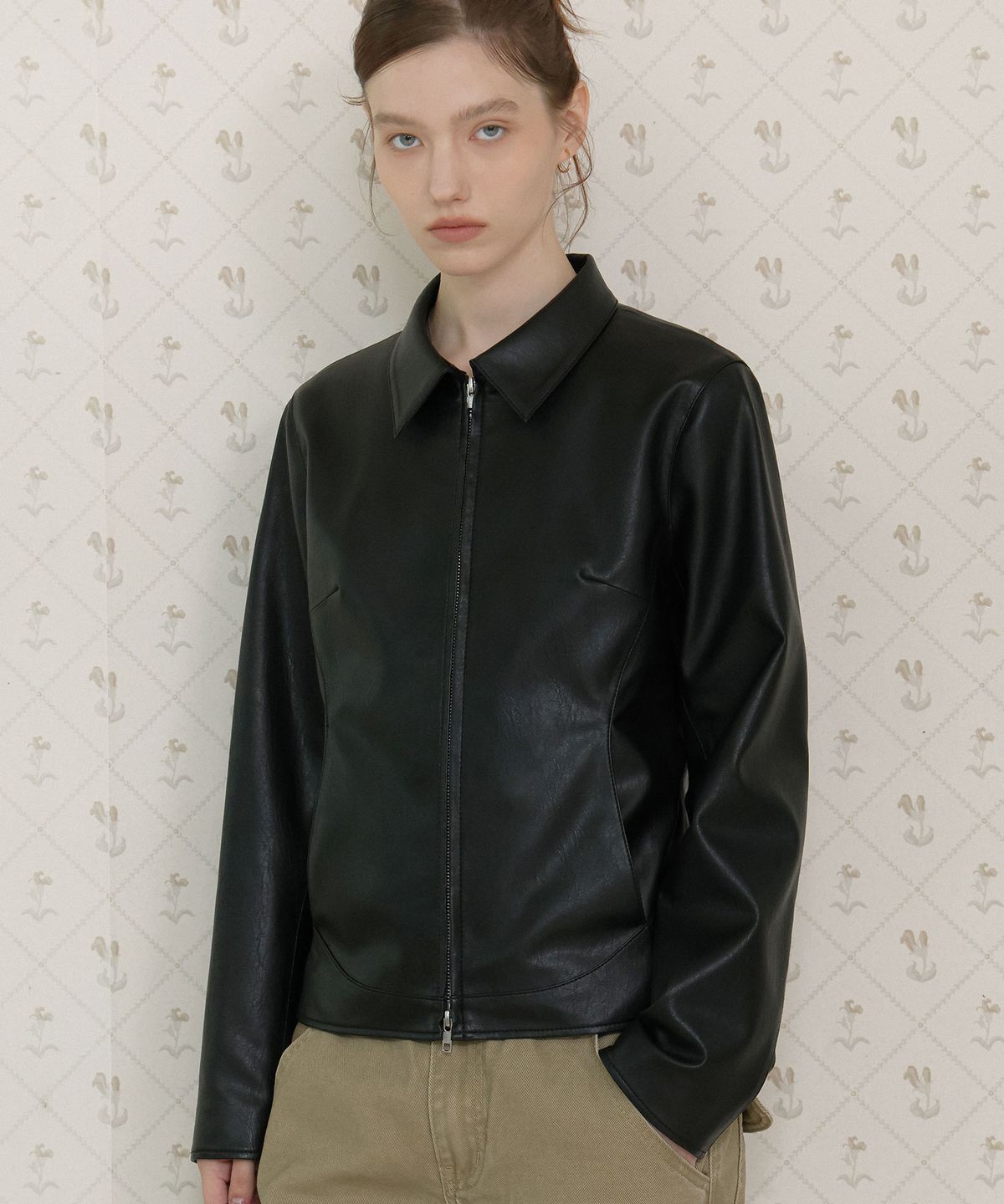도프셉(DOFFSEPT) Slim Leather Two-Way Single Jacket (Black)