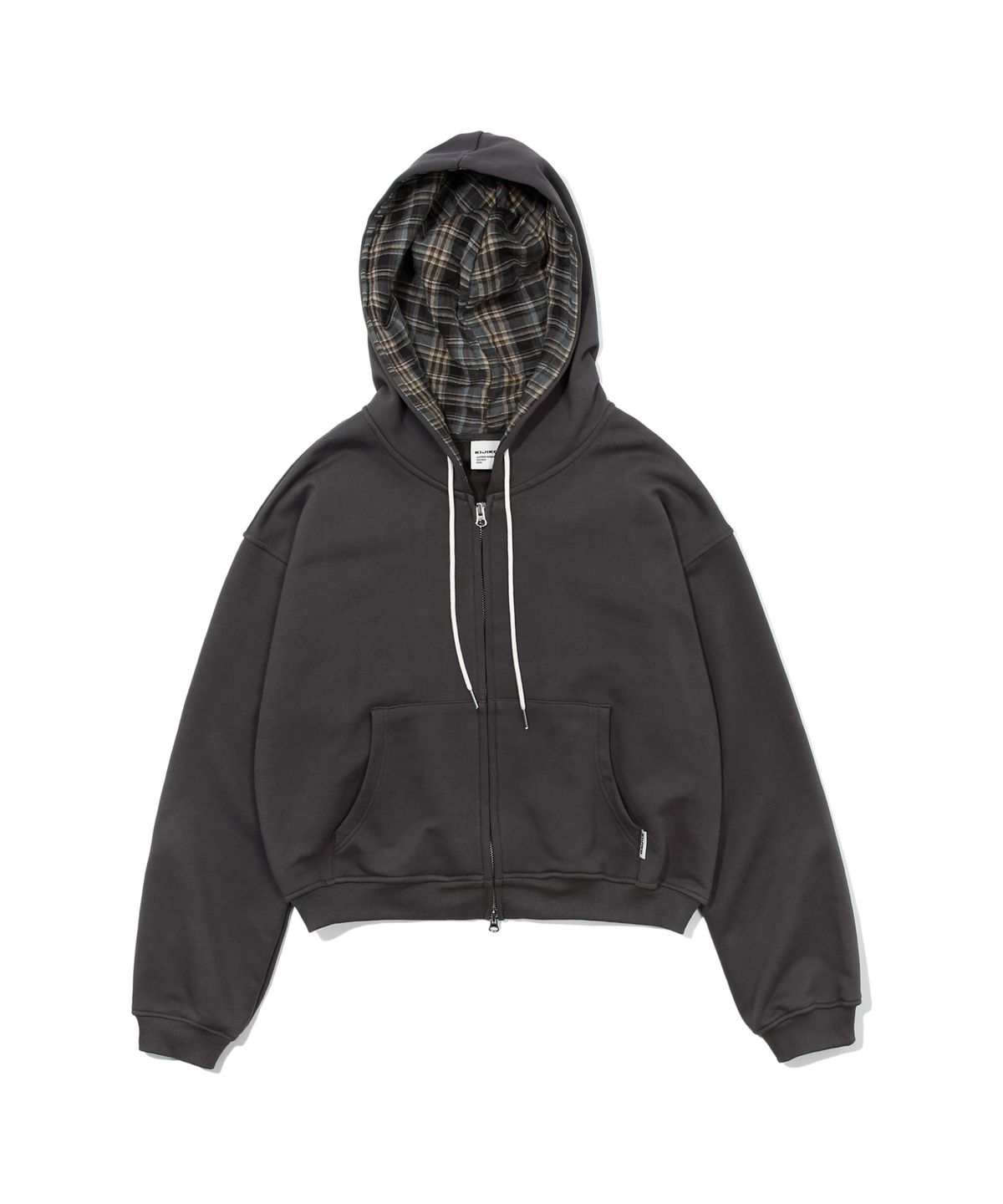 키지코(KIJIKO) ke110. Check Hoodie Zip-up Charcoal