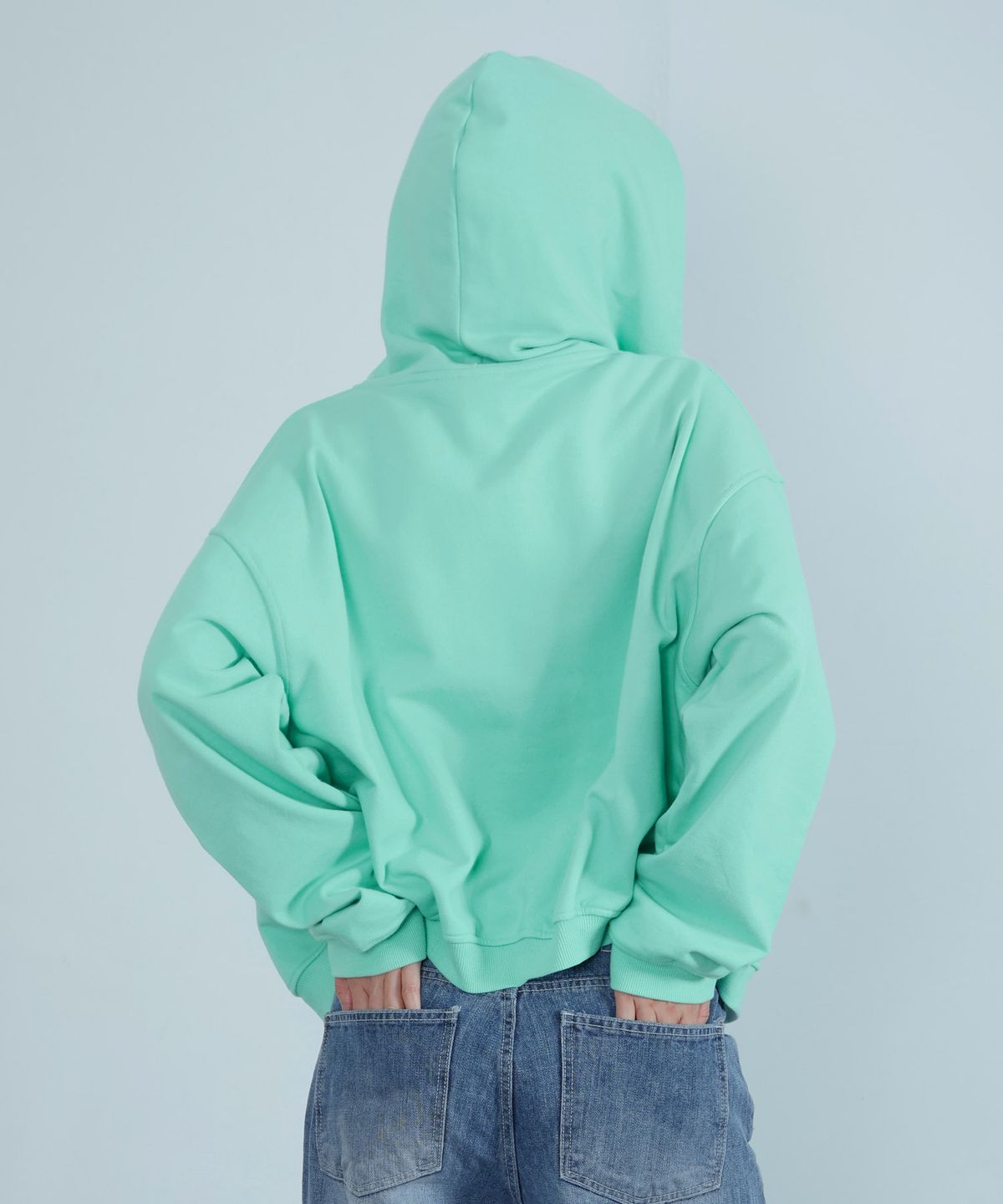 키지코(KIJIKO) ke110. Check Hoodie Zip-up Mint