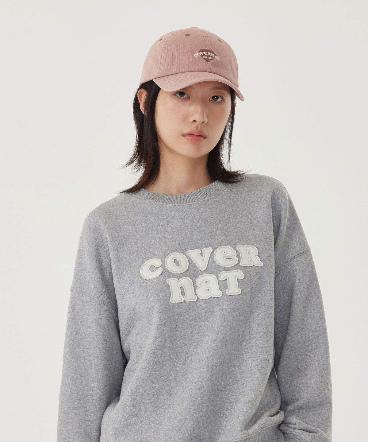 커버낫 우먼(COVERNAT WOMAN) 우먼 하트쿠퍼로고 스탠슬림 핏 볼캡 핑크