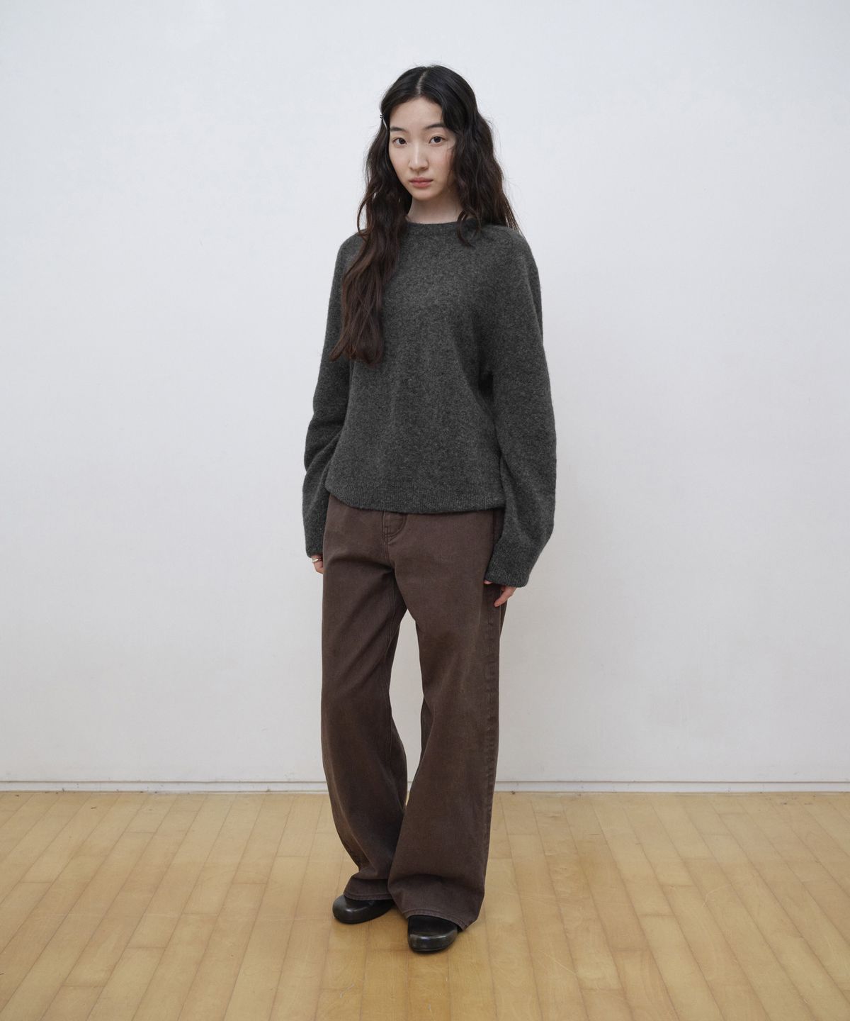 스텝어라운드(STEP AROUND) Double Back Yak Blend Knit_CHARCOAL
