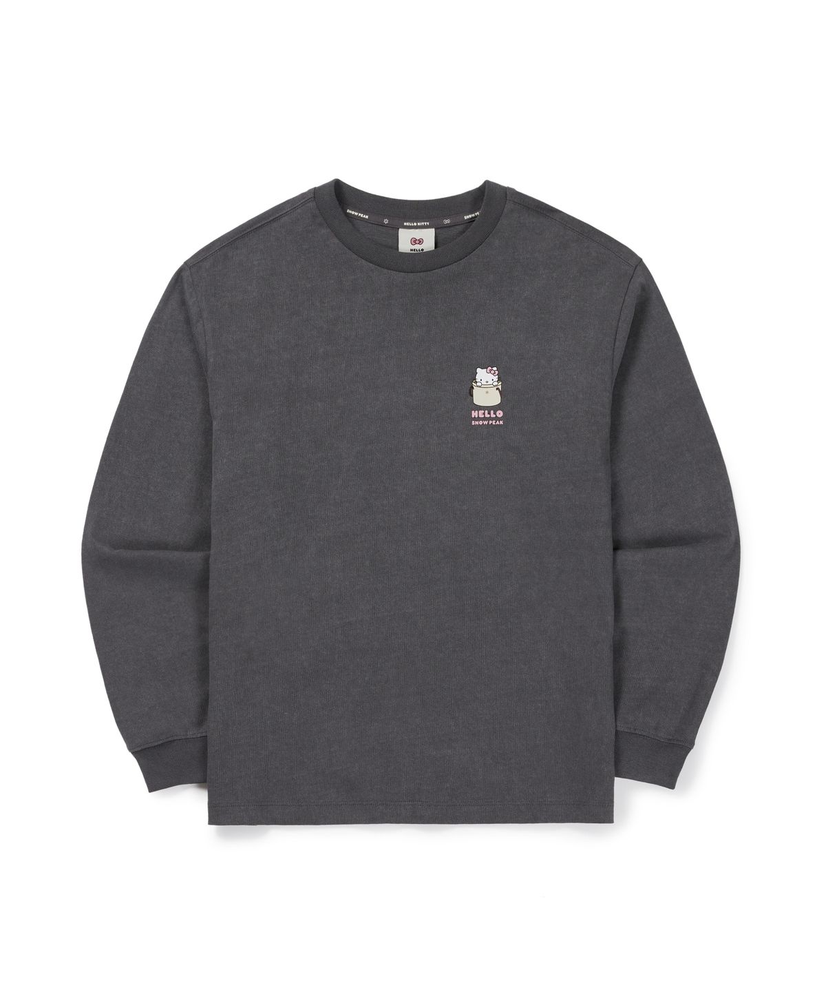 스노우피크 어패럴(SNOWPEAK APPAREL) [스노우피크 X 헬로키티] 피그먼트 여성 긴팔 티셔츠 (S26FWFTL85) Charcoal