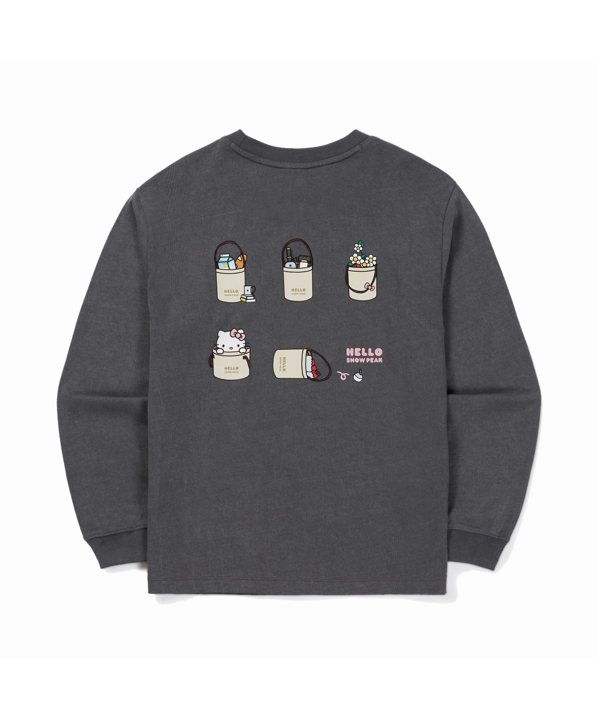 스노우피크 어패럴(SNOWPEAK APPAREL) [스노우피크 X 헬로키티] 피그먼트 여성 긴팔 티셔츠 (S26FWFTL85) Charcoal